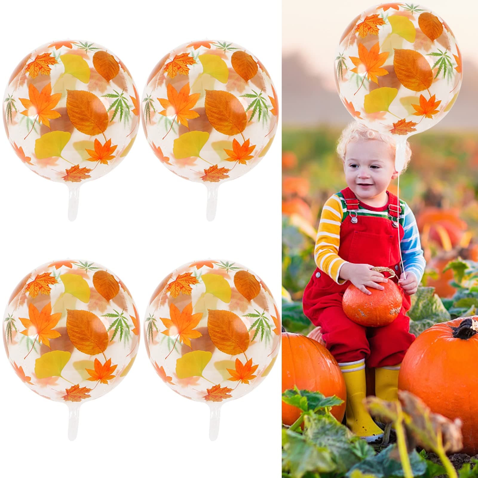 4 Pack Fall Balloons, 4D Maple Leaf Balloons for Thanksgiving Autumn Festival Party Decoration