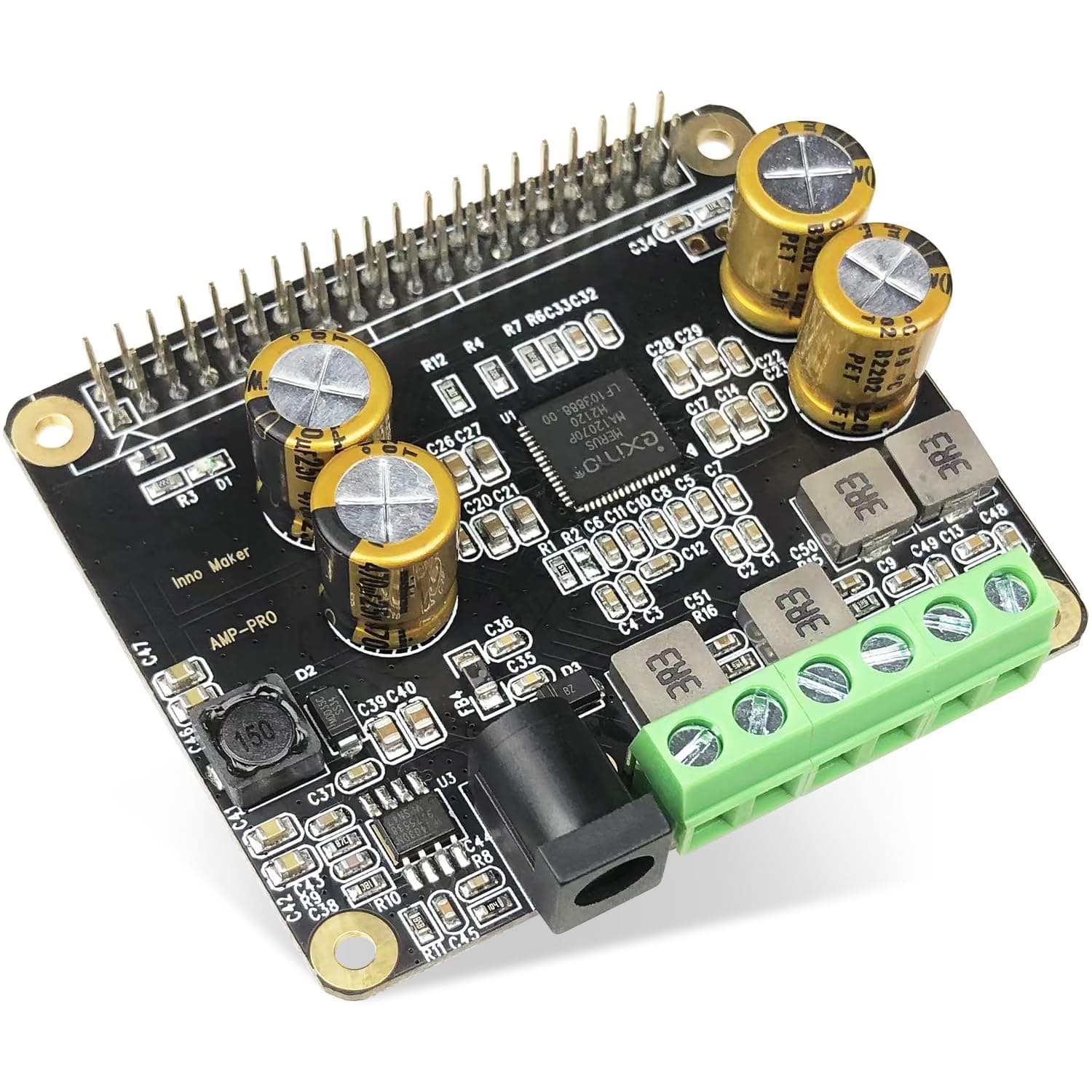 innomaker Raspberry Pi Audio Amplifier 2x80W Peak Output Class D HiFi AMP Pro Hat Featuring 192KHz/24bit MA12070P Support Volumio, MoOde, Raspbian,and LibreELEC