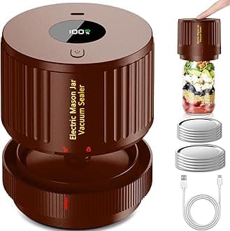Electric Mason Jar Vacuum Sealer Kit for Wide Mouth and Regular Mouth Mason Jar - Brown
