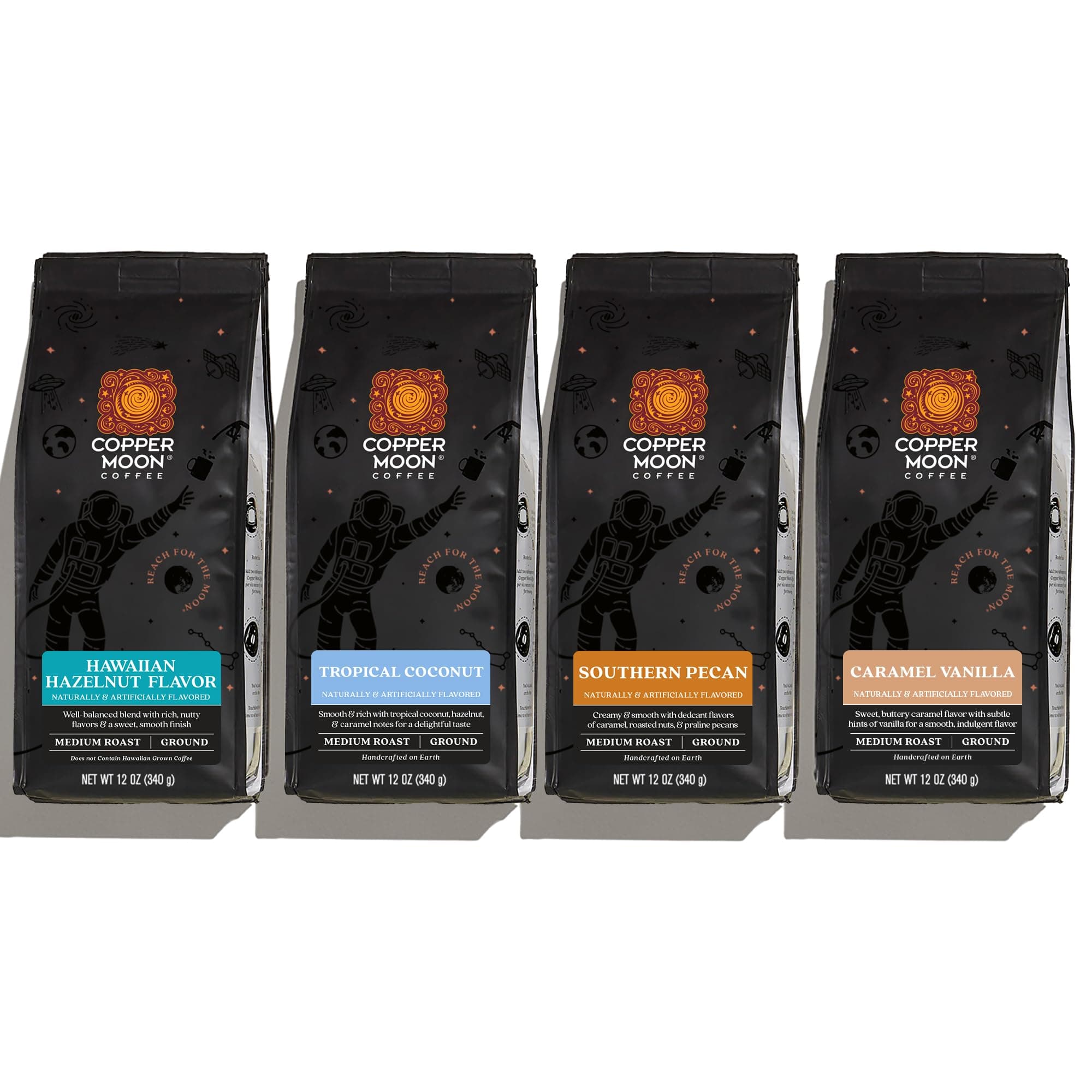 Ground Coffee, Medium Roast, Flavored Variety Pack, 12 Oz (Pack of 4)