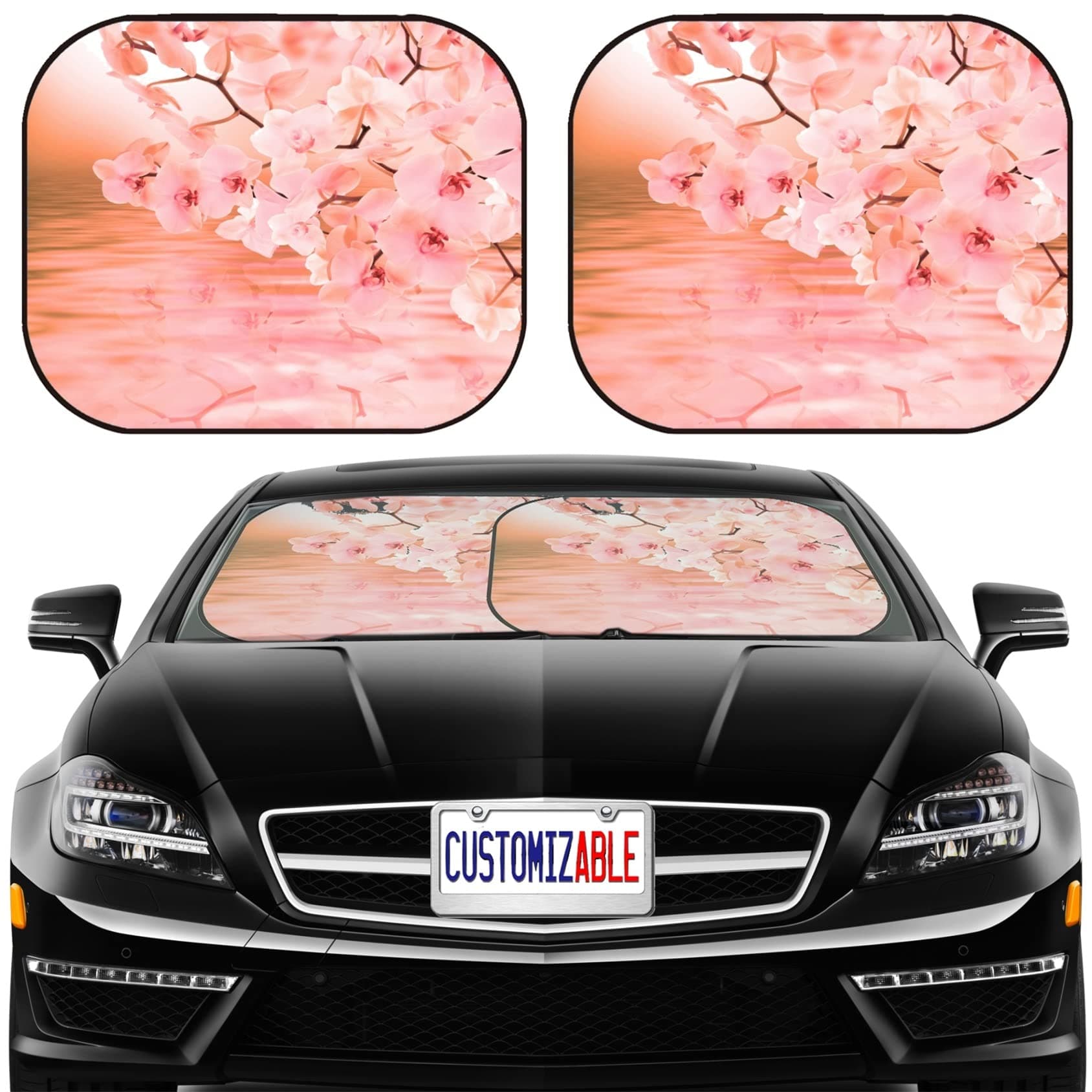 MSD Car Sun Shade Windshield Sunshade Universal Fit 2 Pack, Block Sun Glare, UV and Heat, Protect Car Interior, Image ID: 26492347 Orchid Blooming Exotic Flowers