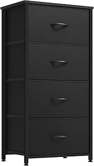 YITAHOME Storage Tower with 4 Drawers - Fabric Dresser, Organizer Unit for Bedroom, Living Room, Closets - Sturdy Steel Frame, Easy Pull Fabric Bins & Wooden Top