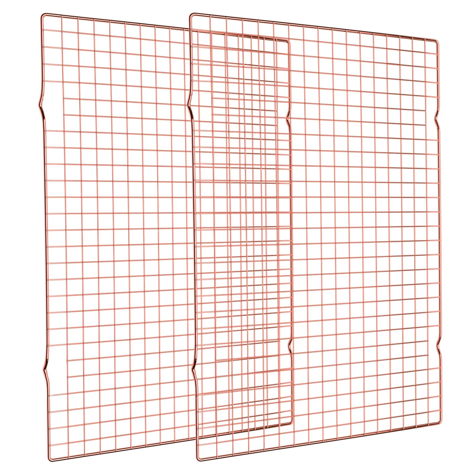 Briout Cooling Rack for Baking, 2-Pack 16x10 Inches Baking Rack, Thick Wire Cookie Rack for Cooking, Roasting, Grilling, Drying, Oven Safe, Fits Half Sheet Pan, Rose Gold