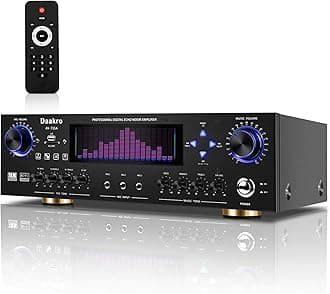 AV-735A 600W 5.1 Channel Home Theater Stereo Receiver,Wireless Home Audio Amplifier System,Digital Stereo Receiver/Amp System w/ 3 Mic in Echo/BT/USB/SD/RCA/LED/Opt/Coax for Home/Studio