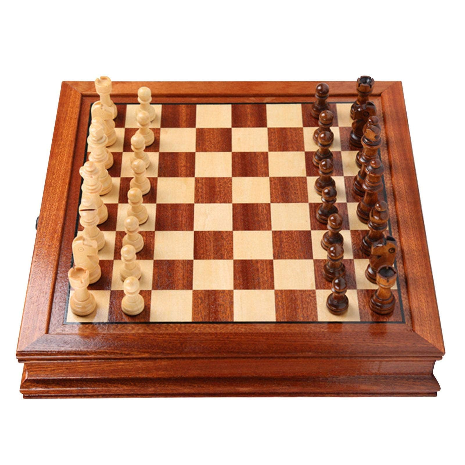 JXAA Chess Board, Luxury Chess And Board Game Set Table Chess Board Game Set, Including 3 Inch Chess Pieces, Walnut Board And Storage Drawer Set