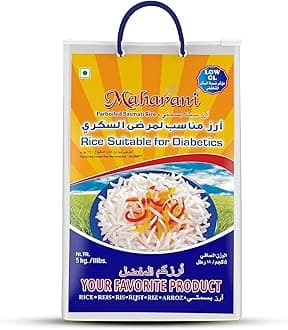 Parboiled Basmati Rice • Low GI • Rice Suitable for Diabetics, 176.37 oz ℮ 11.02 lbs ℮ 5 kg أرز بسمتي مسلوق مهراني مسلوق - منخفض المؤشر الجلايسيمي - أرز مناسب لمرضى السكري