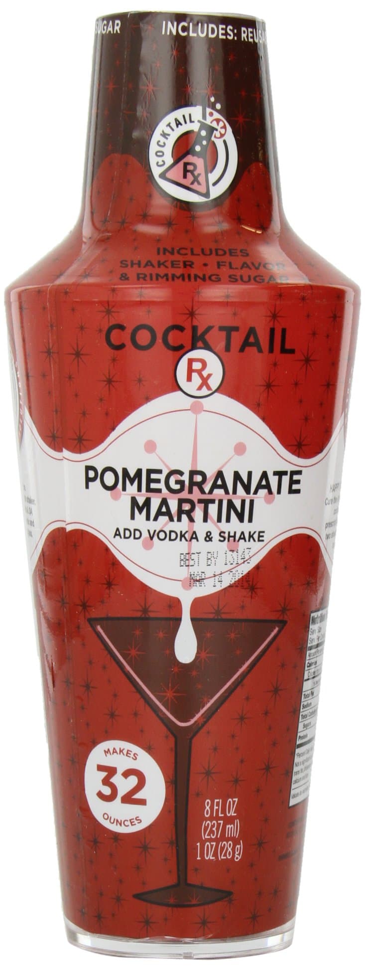 Cocktail Rx Shaker, Pomegranate, 8-Ounce