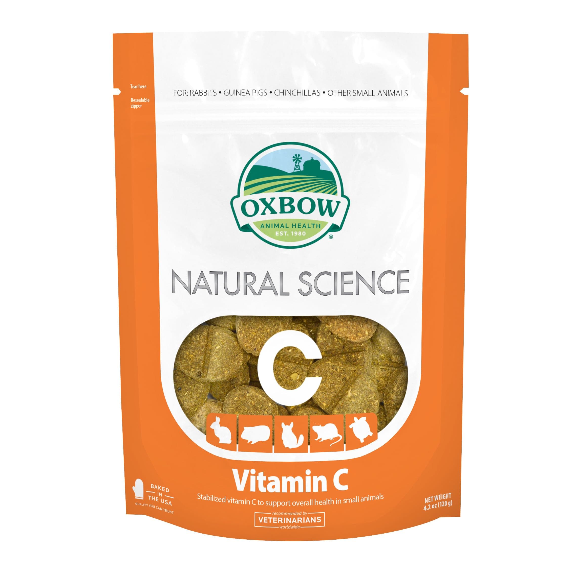 Natural Science Vitamin C Supplement, Vitamin C & High-Fiber Timothy Hay, Guinea Pig Items, Made in the USA, Small Pet Supplies, Recommended by Veterinarians, 4.2 oz