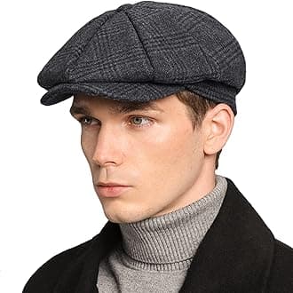 Mens Newsboy Cap High Woolen Tweed Gatsby Hat Ivy Cabbie Flat Golf Cap for Fathers Women Unisex