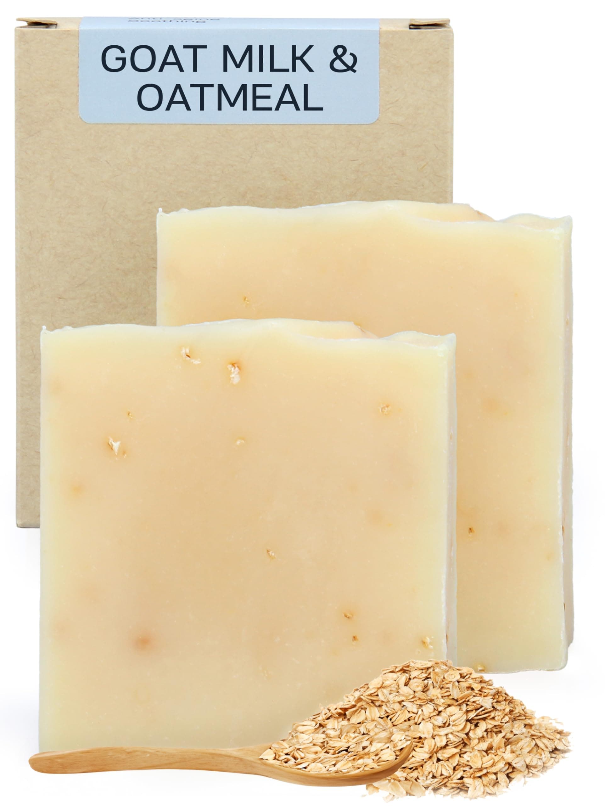AUTHENTIC BATH & SOAP Cold Processed - Goat Milk and Oatmeal Soap Bar - Anti-Aging & Soothing for Men & Women, Natural, Handmade, no Parabens or Sulfates, Face & Body. (Pack of 2) 120 gr Each