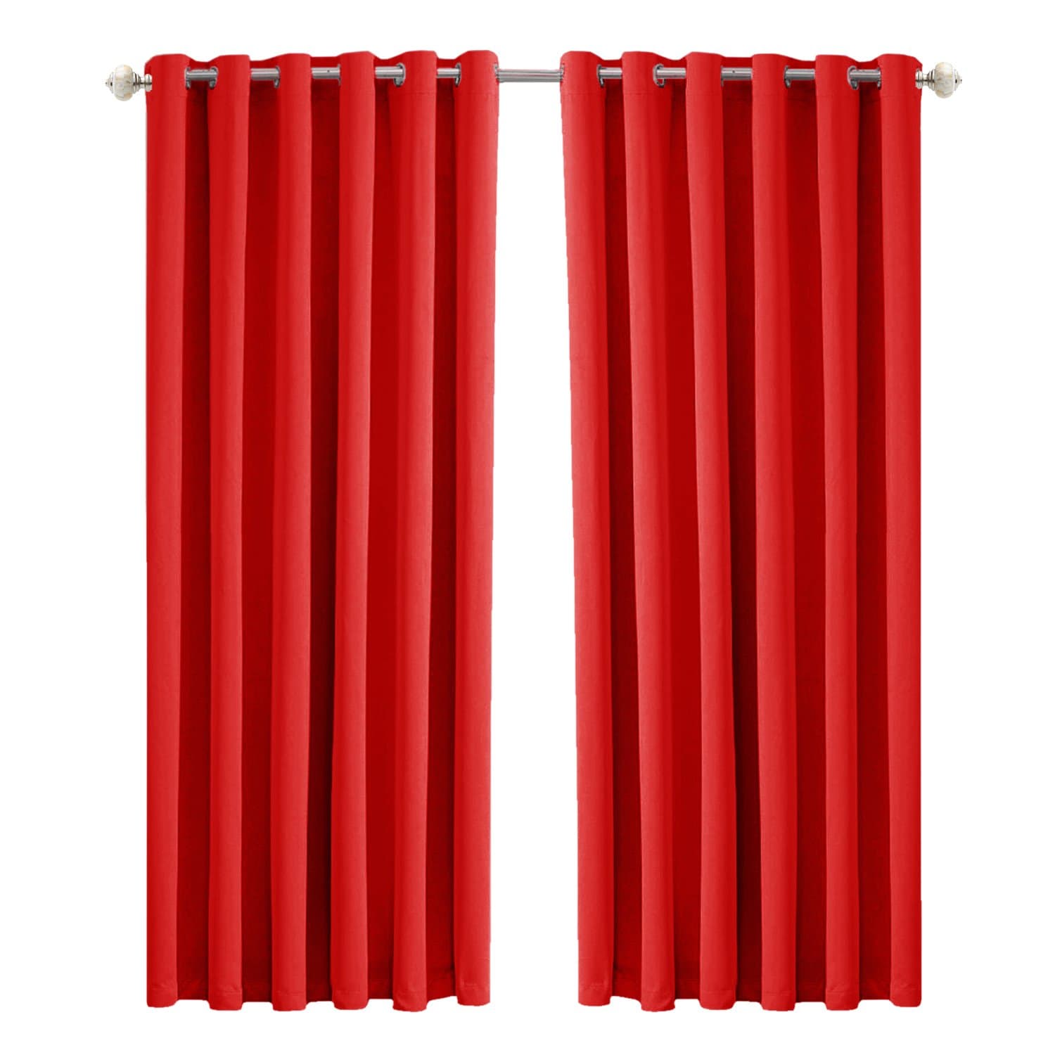 Sunrise Bedding Ring Top Thermal Blackout (46" Width x 54" Drop,Red) Window Treatment Curtains Eyelet Curtains for Living Room with Matching Tie Backs (117 cm x 137 cm)