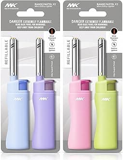 - MK Candle Lighter, Butane Refillable Wind-Resistant Flame, 4-Pack for BBQ, Camping, Outdoor Use (Harmony-4PC)