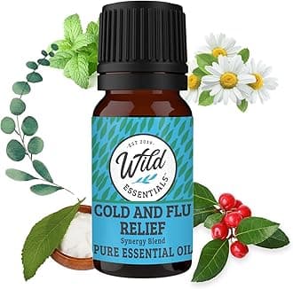 Wild Essentials Cold and Flu Relief 100% Pure Essential Oil Synergy Blend 10ml, Therapeutic Grade Formula for Congestion, Aches, migraines, Made in The USA