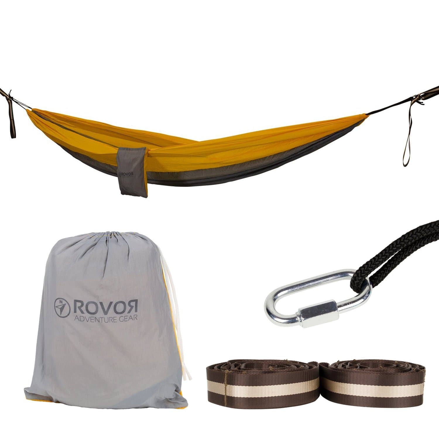 Rovor Chill-Solo Backpacking Camping Hammock with Quadruple Stitching, Includes Tree Hammock Straps and Carabiners | Great 1 Person Hammock