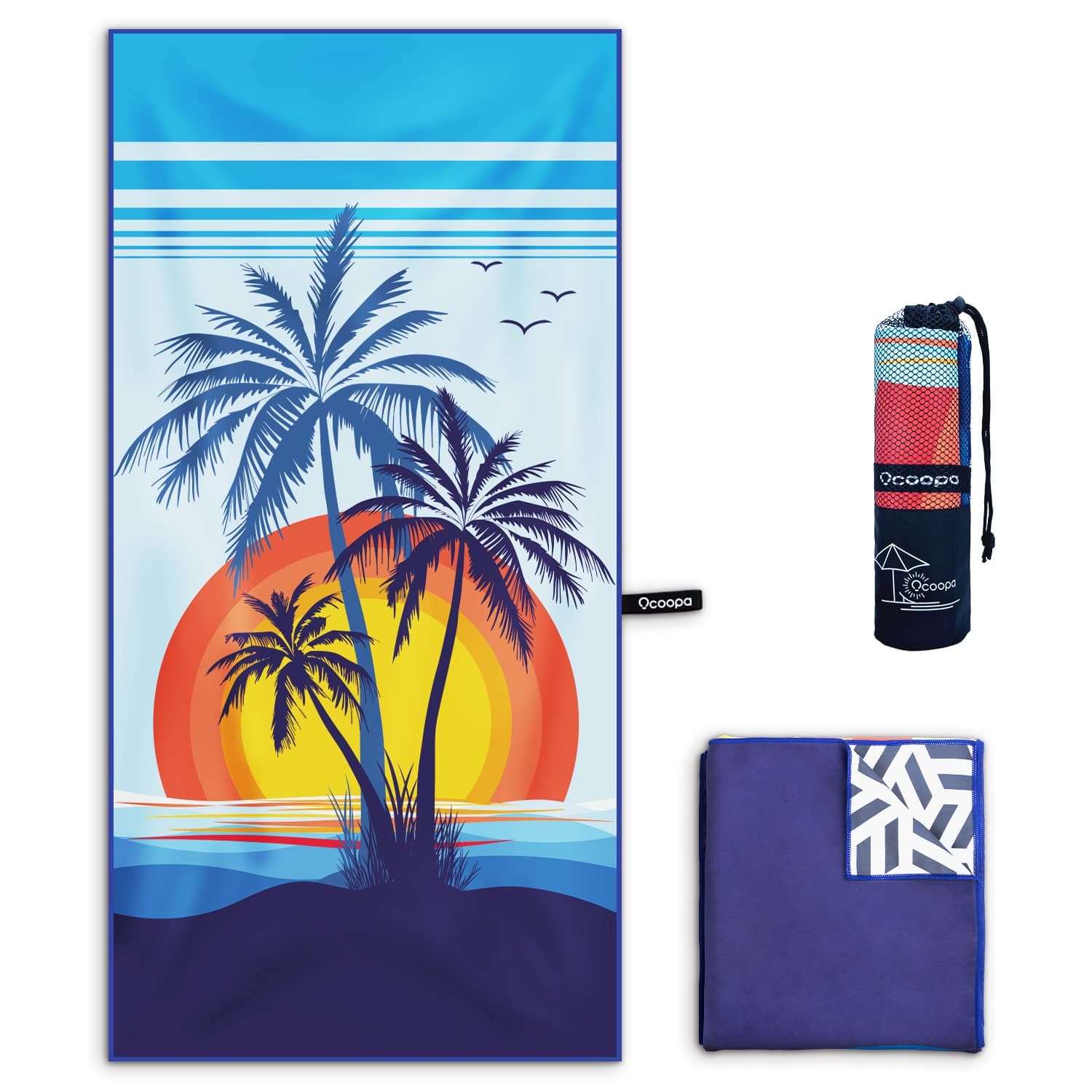 OCOOPA Microfiber Beach Towel Fast Drying, Extra Large 71" x 32" Sand Free Beach Towel Super Lightweight Towels for Swimming Pool, Camping, Picnic, Yoga Gym Sports