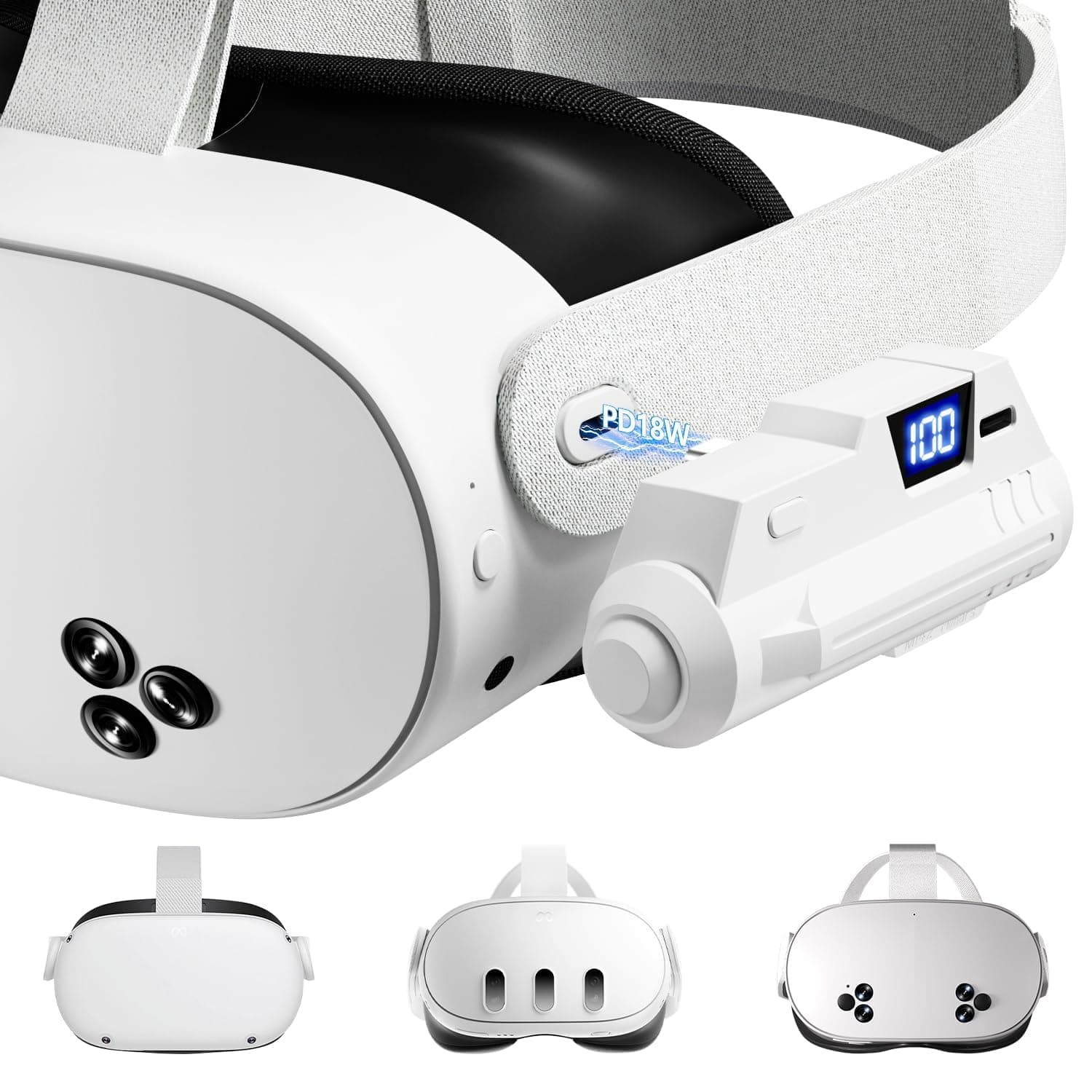 Saqico - Battery Pack for Oculus Quest 2, 5000mAh Head Strap, Compatible with Oculus/Meta Quest 2, Lightweight Portable VR Extension Accessories for Time