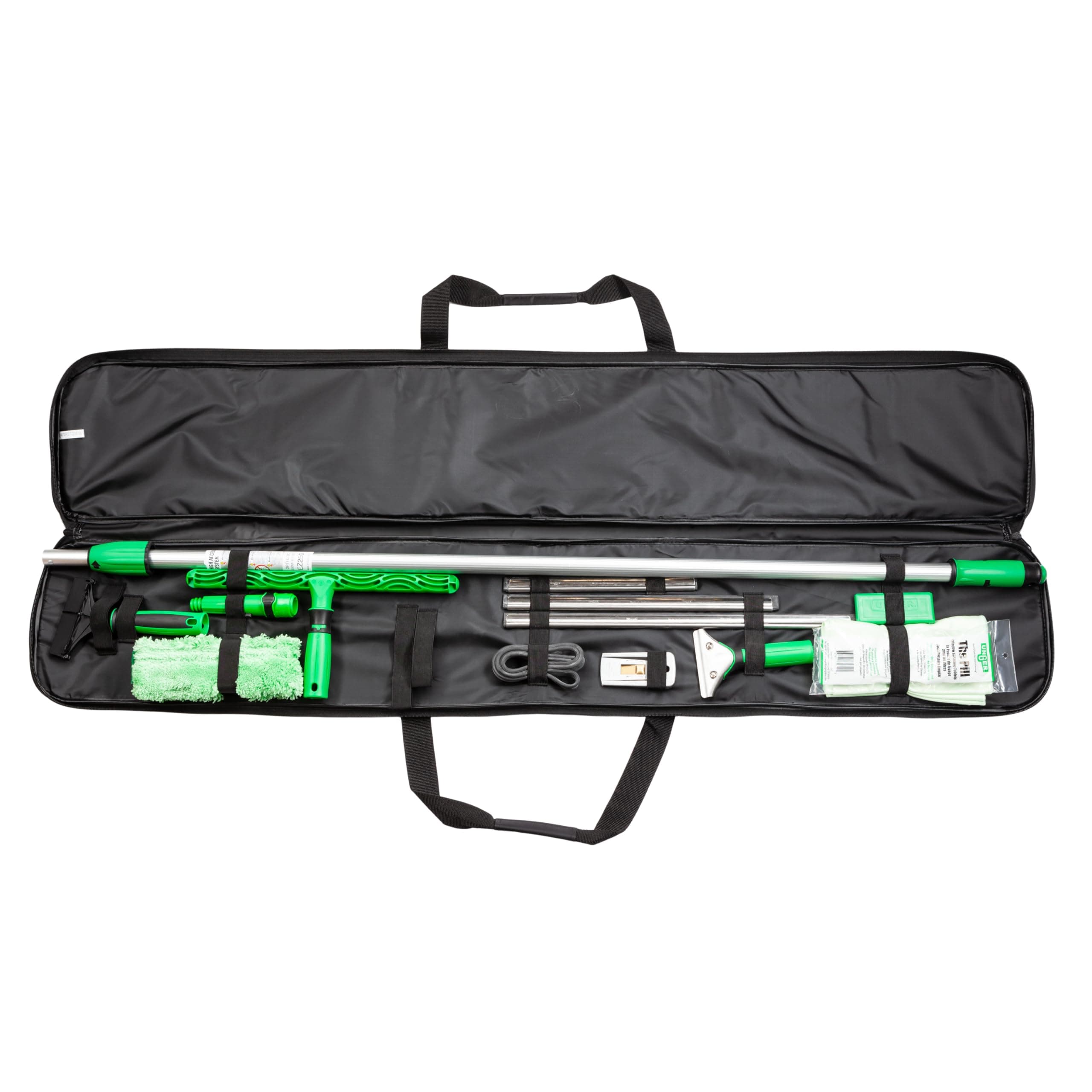 Unger Commercial Window Cleaning Kit - Complete ErgoTec Set with Squeegee, Scraper, Blades, Telescopic Pole, Ergonomic Handle for Streak-Free Glass Cleaning - ETSET