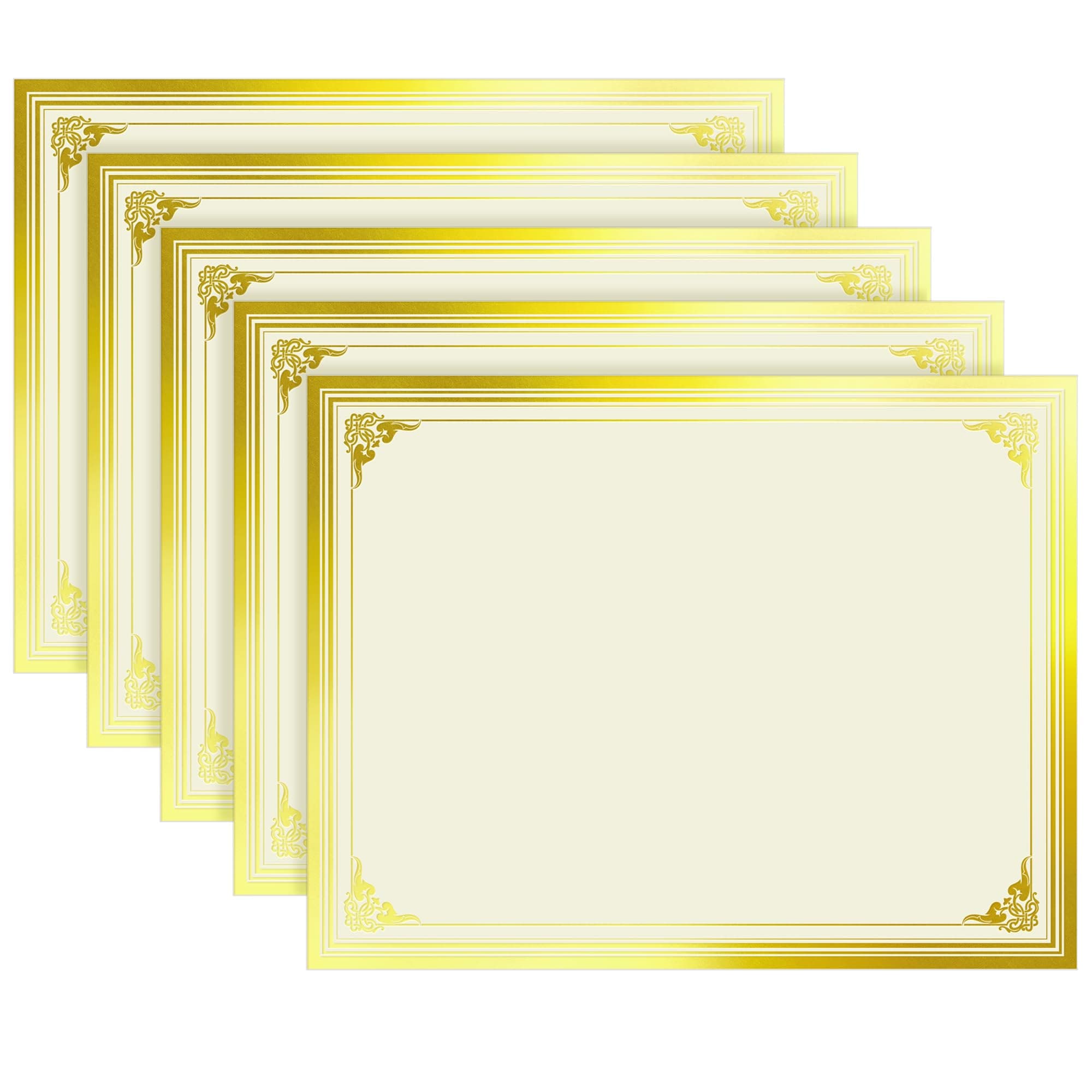 100 Sheets Certificate Papers - Blank Gold Foil Border, Letter Size 8.5x11 for Diploma, Certificates, Participation Awards, Document Cardstock Paper and Inkjet Printer Friendly