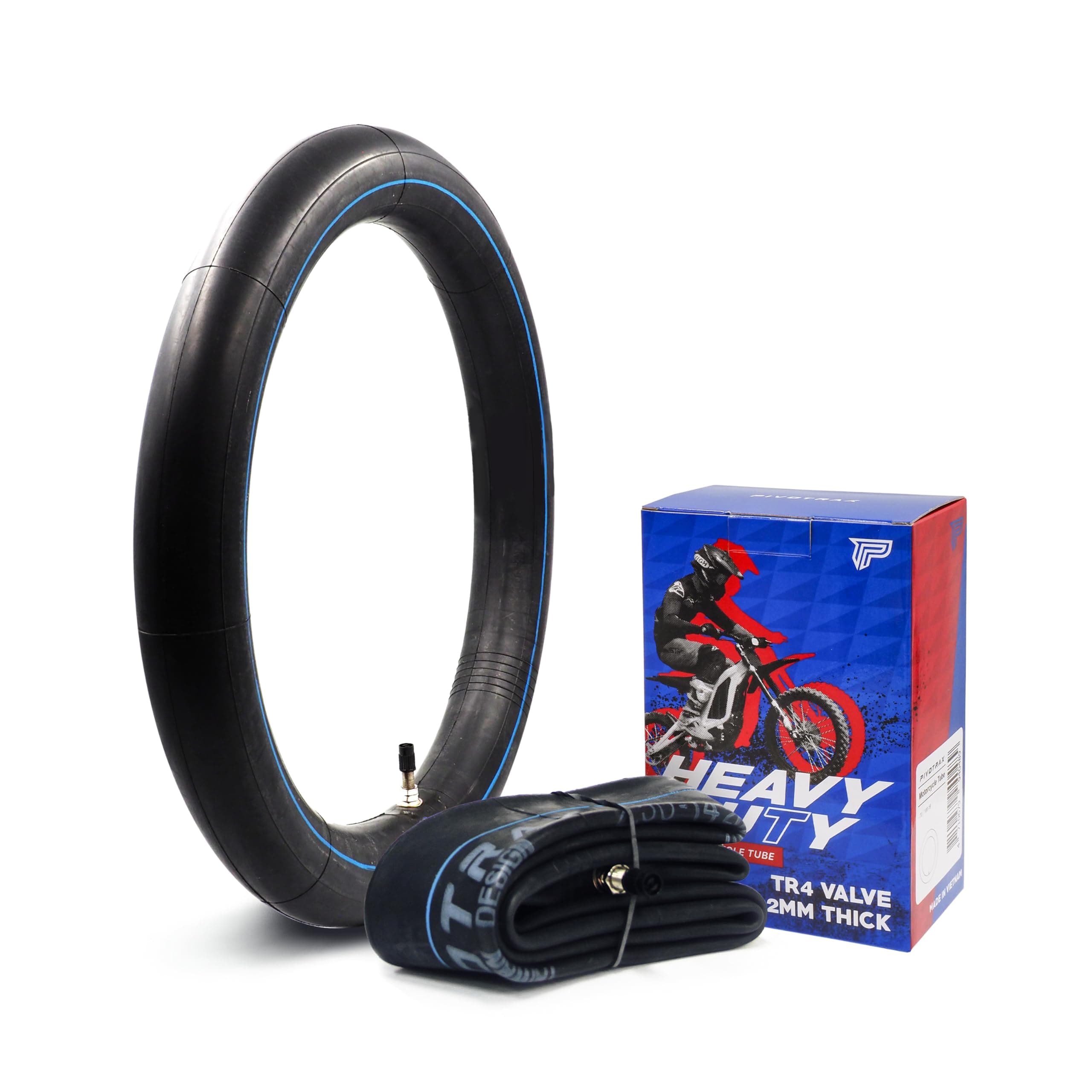 PIVOTRAX 2.50/2.75-14 (60/100-14) 14" Heavy Duty Mini Dirt Bike Inner Tube - 2mm Reinforced Thickness - TR4 Valve Stem Straight