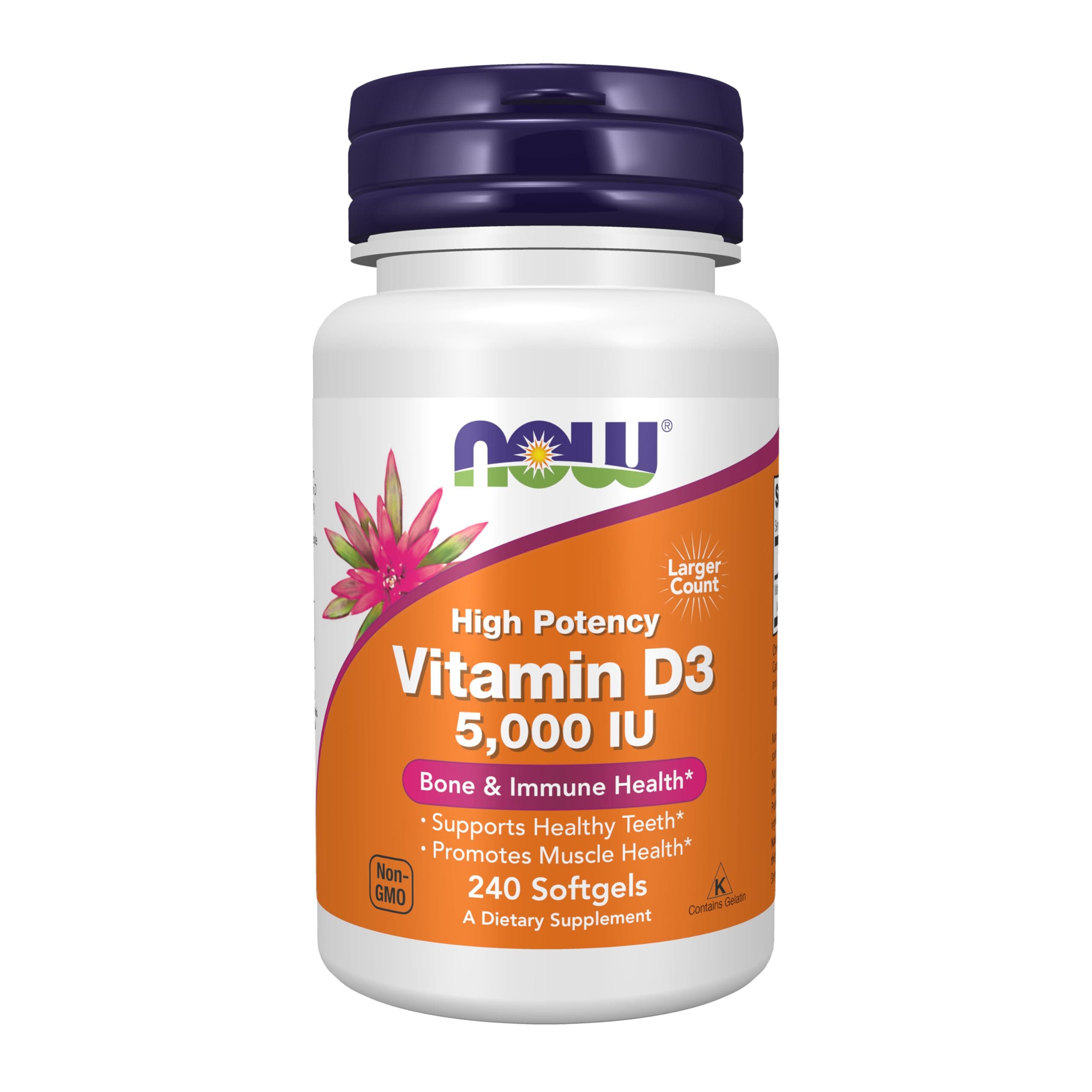 Supplements, Vitamin D-3 5,000 IU, High Potency, Structural Support*, 240 Softgels