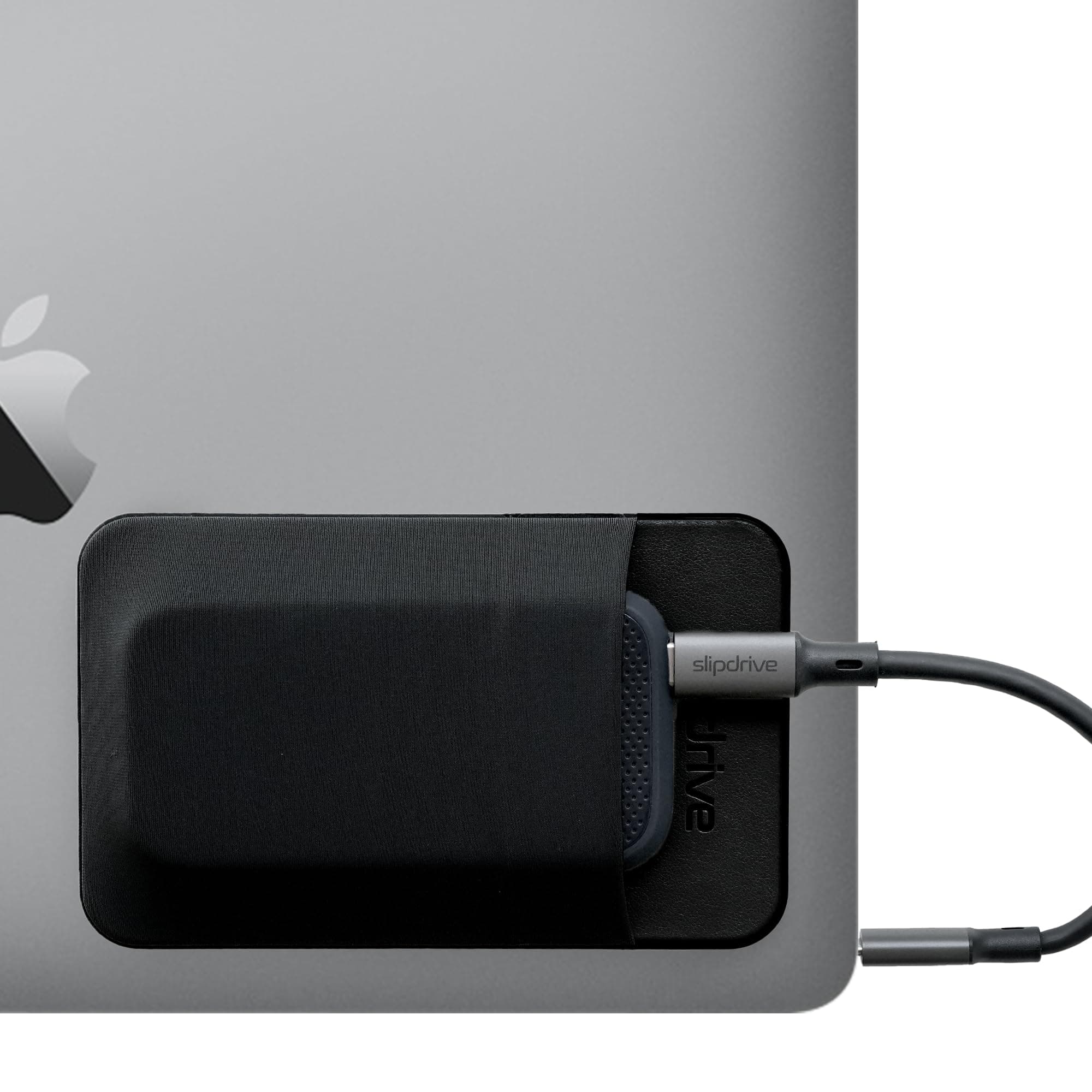 Slipdrive - Portable Hard Drive Sleeve for Laptop - SSD Solid State Drive - Reusable Adhesive - Stick on External Hard Drive Carrying Case - Pocket Pouch (Black)