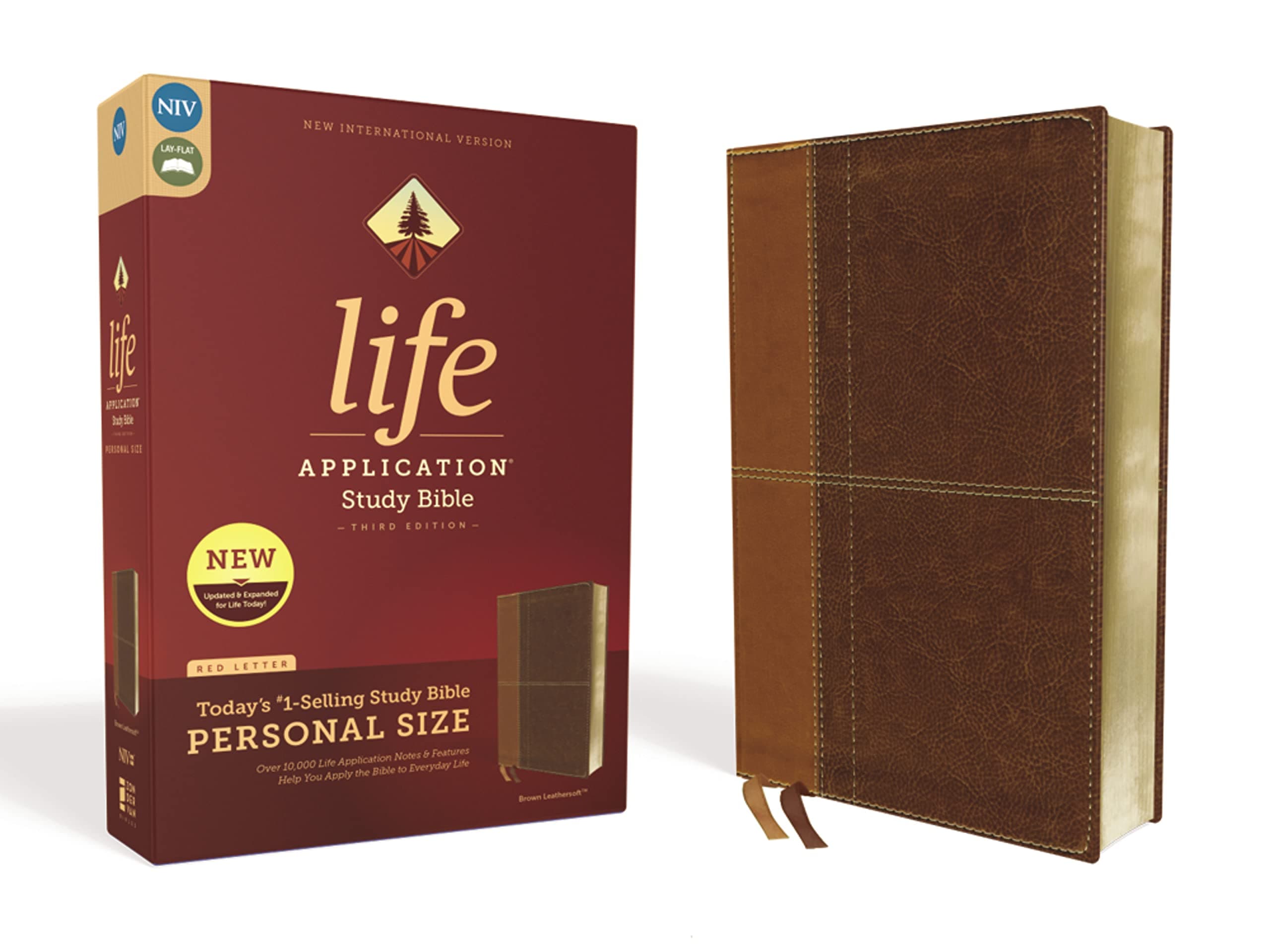 Holy Bible: New International Version, Life Application Study Bible, Brown, Personal Size, Leathersoft, Red Letter Edition Imitation Leather – Large Print, 7 April 2020