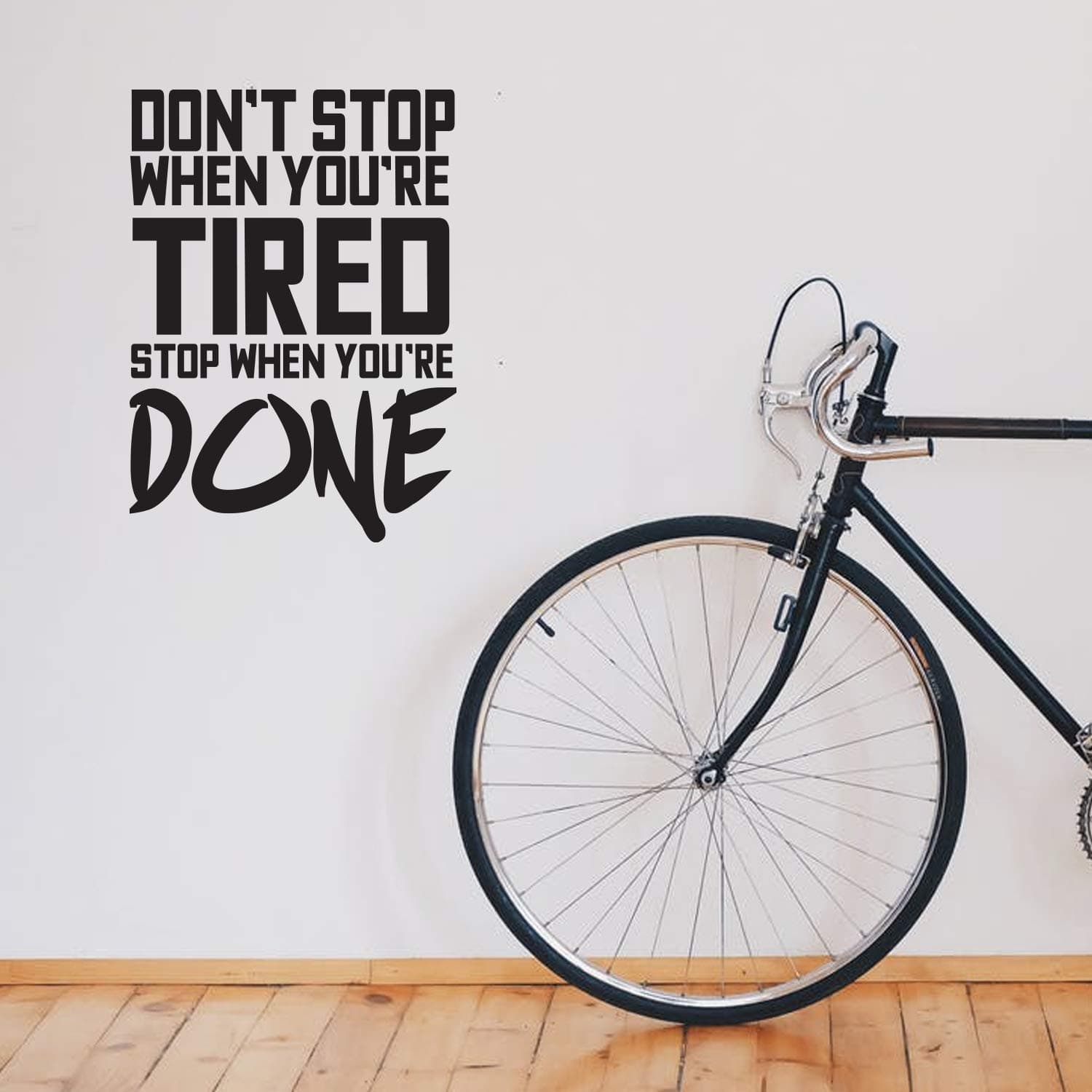 IMPRINTED DESIGNS WALL DECALS Pulse Vinyl Don't Stop When You're Tired Done - Inspirational Gym Quotes Art Vinyl 32" X 23" Decoration Sticker Home Decor Fitness Quote (32" 23", Black)