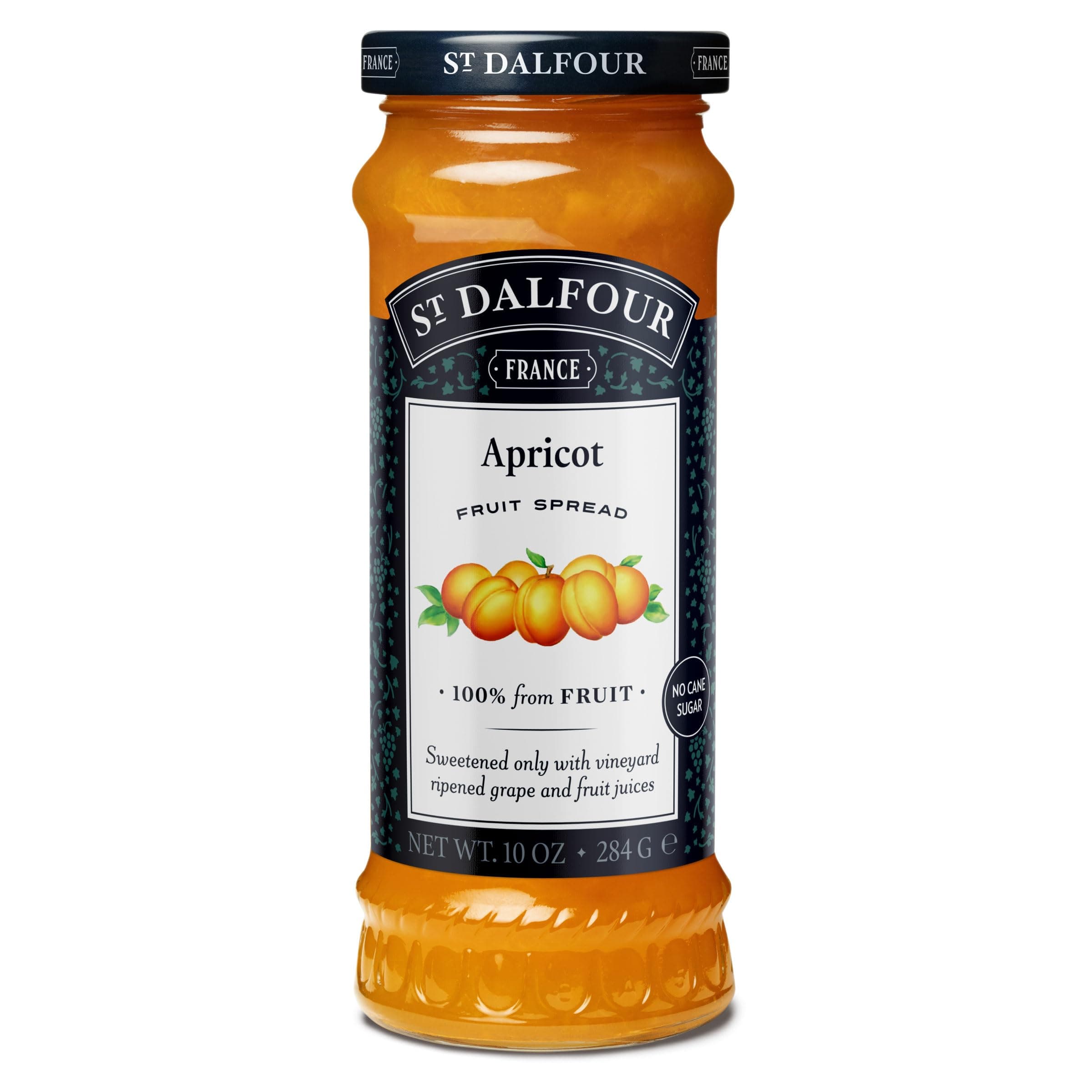 St. Dalfour Apricot Fruit Spread - 10oz - 100% from Fruit, No Artificial Ingredients, Non-GMO, No Cane Sugars, All Natural, Made in France
