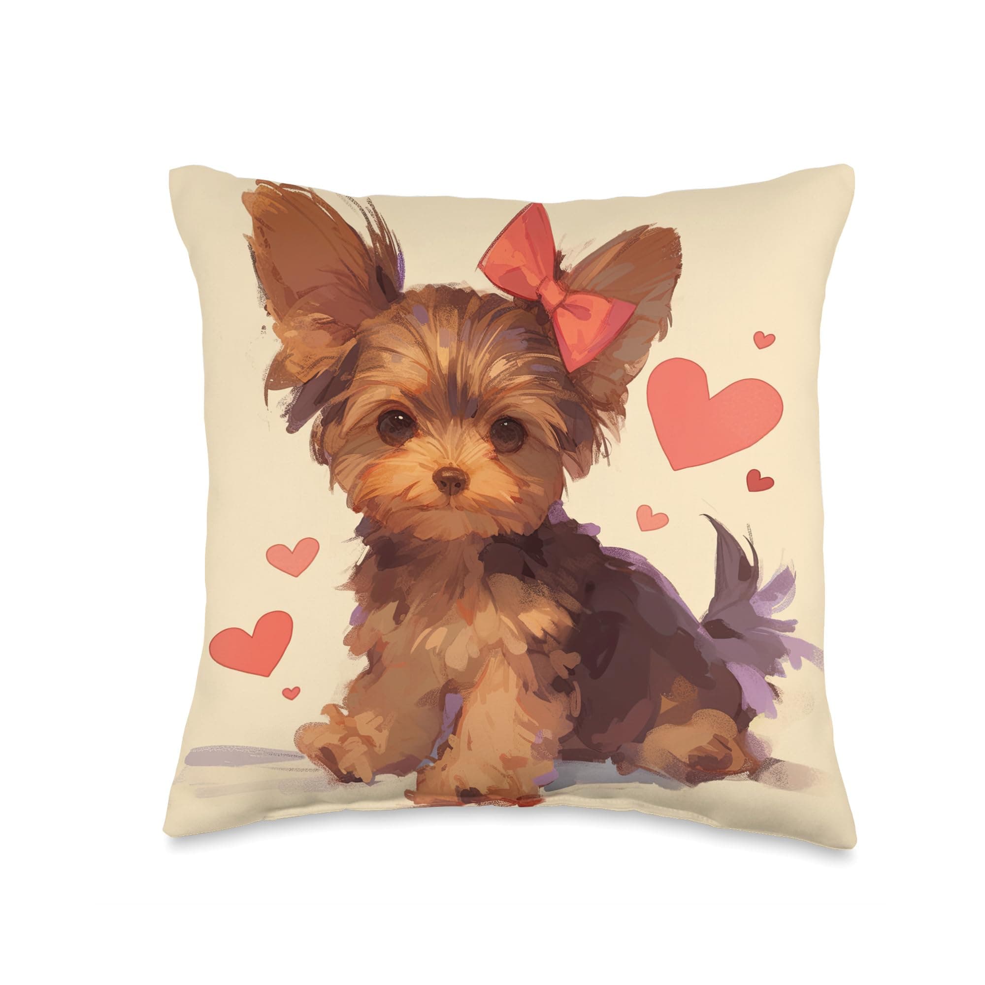 Kawaii Yorkshire Terrier Throw Pillow