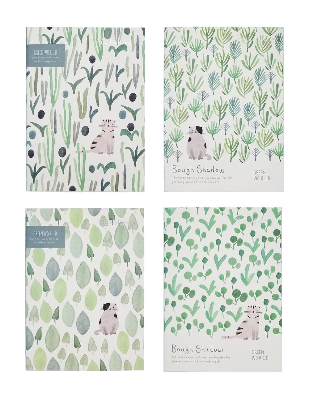 Rosaliny Green World 4 Assorted Softcover B5 Composition Notebook-College Ruled(Lined)