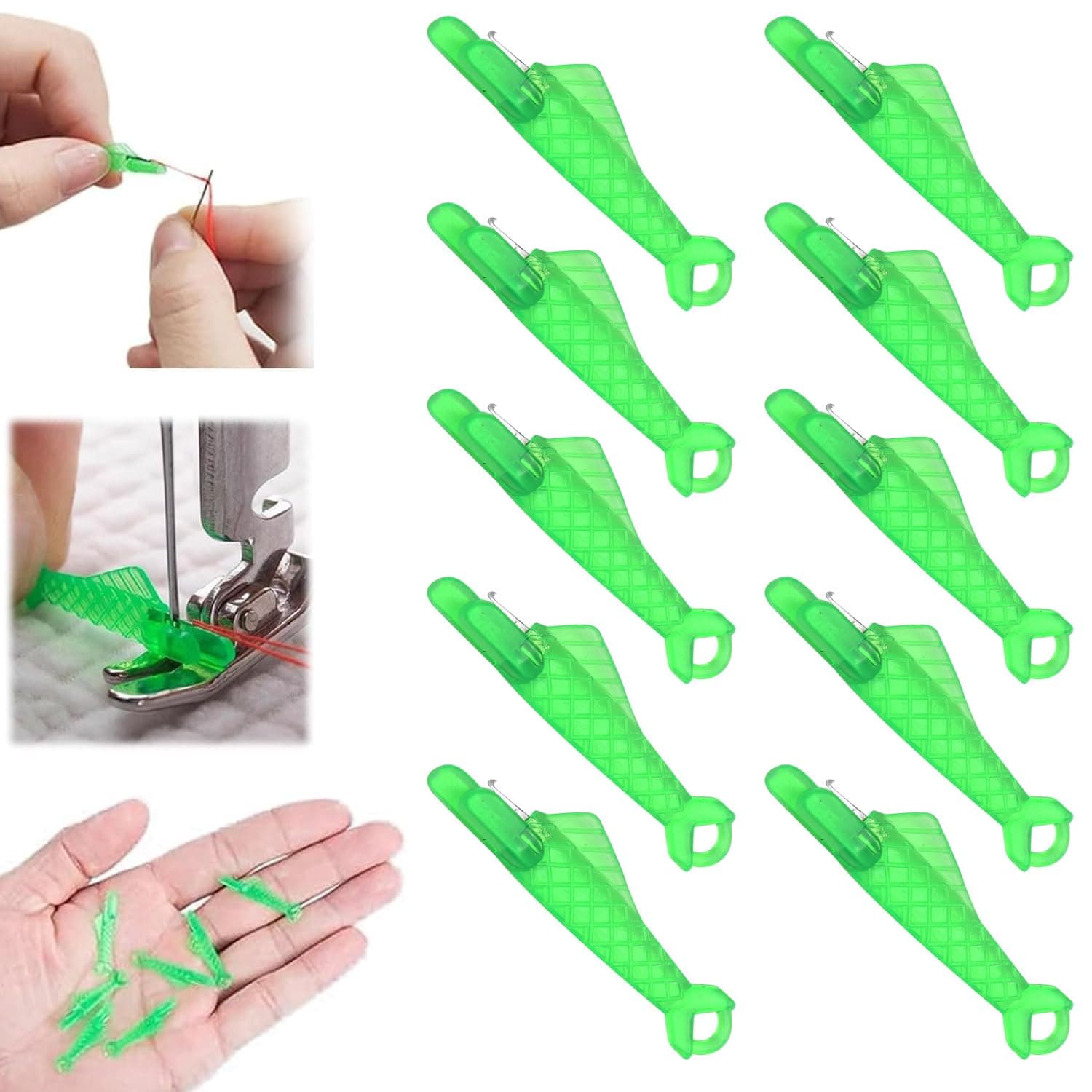 10 Pcs Fish Mouth Sewing Machine Needle Threader,2024 New Upgraded Automatic Sewing Needle Threader,Simple Needle Threader Tool,Quick Sewing Machine Cycle Simple Needle Threader Tool (Green)