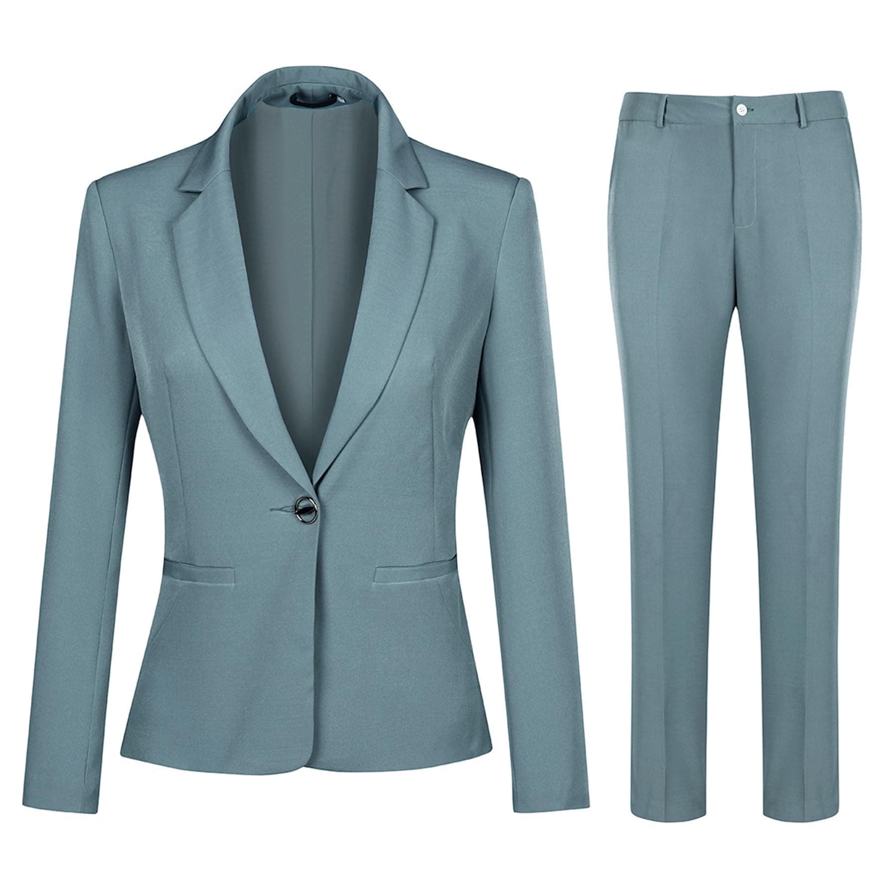 Women's 2 Piece Office Work Suit Set One Button Blazer and Pants