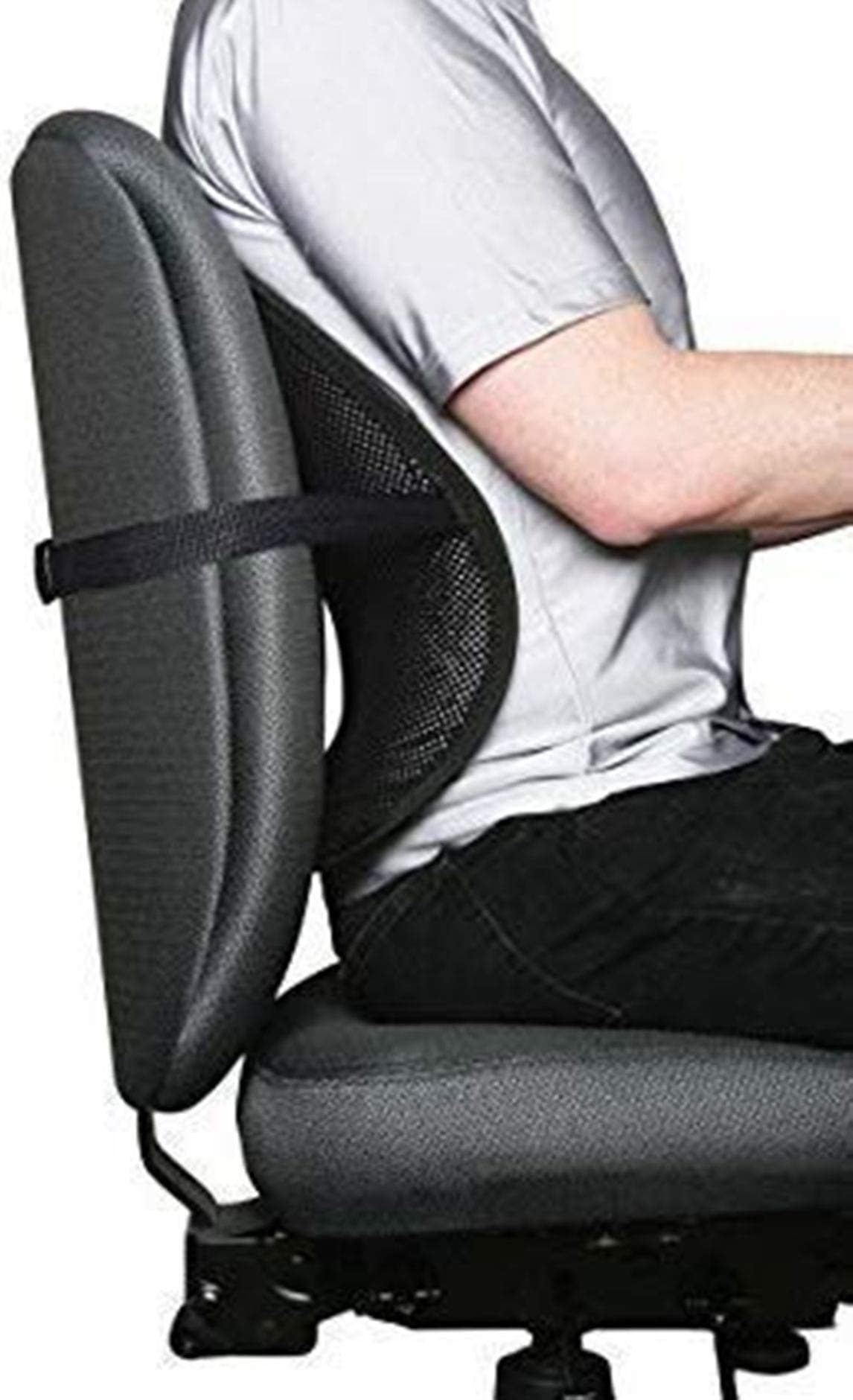 EASYMART Back Pain Relief Lower Back Support for Chair,Office Chair Lumbar Support Orthopedic Cushion for Back for Men Back Support for Sciatica Pain Relief Home Seat(Pack of 1, Black, Polyester)