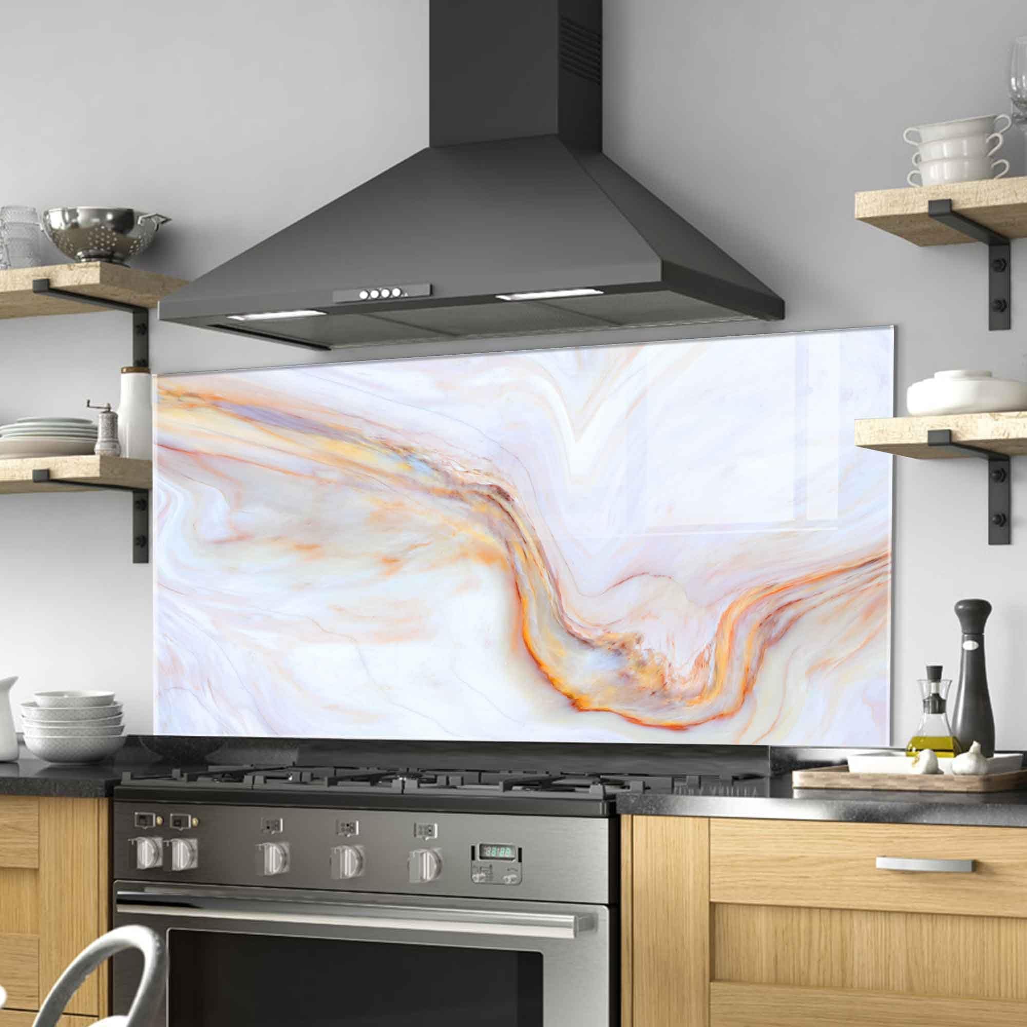 Tempered Glass Kitchen Backsplash, Stove Back Top Cover, Splashback Tile, Kitchen Sink Cover Splash Guard, Home Wall Decor (36x30''-(91x76cm))
