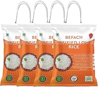 Befach Fortified Low GI Rice | Free of Pesticides, Non GMO, Certified Low GI & Low Sugar White Rice Perfect for Diet & Diabetic Patients | 4.5 kg (Pack of 3)