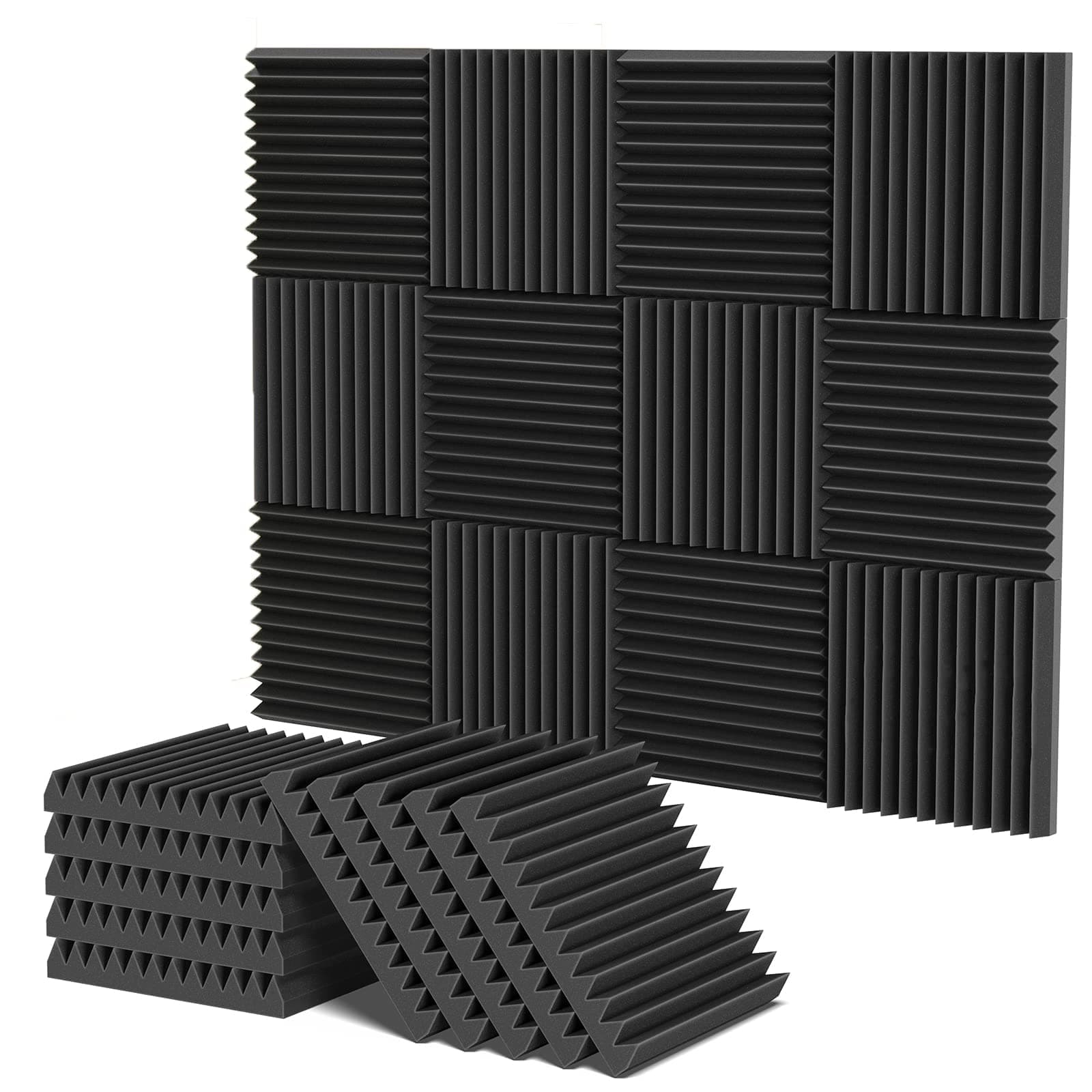 Clocell 24 Pack Acoustic Panels, 2.5 * 30 * 30 Quick-Recovery Sound Proof Foam Panels, Thick Acoustic Foam, Soundproof Wall Panels for Home Studio