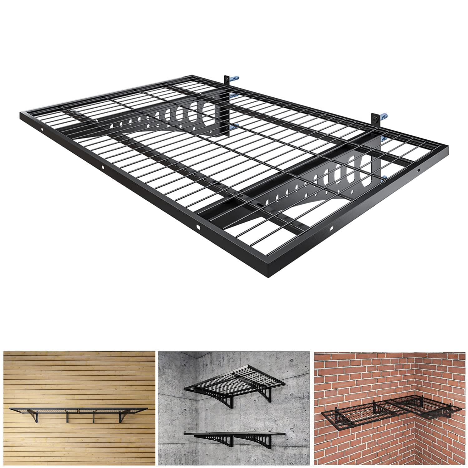 Dtrik Garage Storage Shelving Wall Mounted, 1 Pack 2x3ft, Loads 250 lbs Heavy Duty Sturdy Wall Shelves, Strong Garage Organiser, Storage Racks Units 01