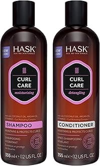 CURL CARE Shampoo + Conditioner Set Coconut and Argan Oil, for Curly Hair Types, Vegan, Color Safe, Gluten-Free, Sulfate-Free, Paraben-Free, Cruelty-Free - 1 Shampoo and 1 Conditioner