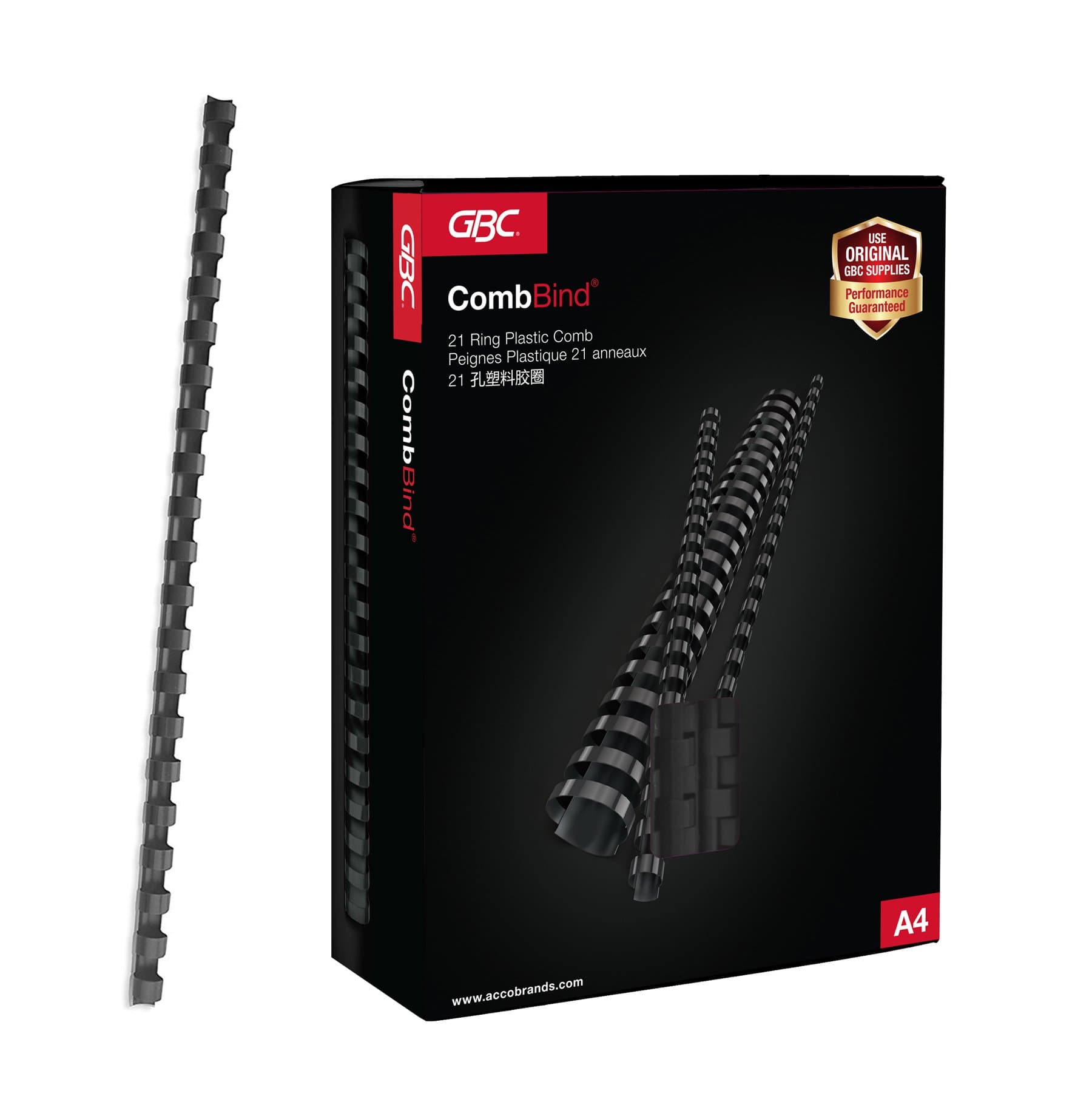 GBC Plastic Binding Combs 21R 6.0mm, Black (Box of 100)