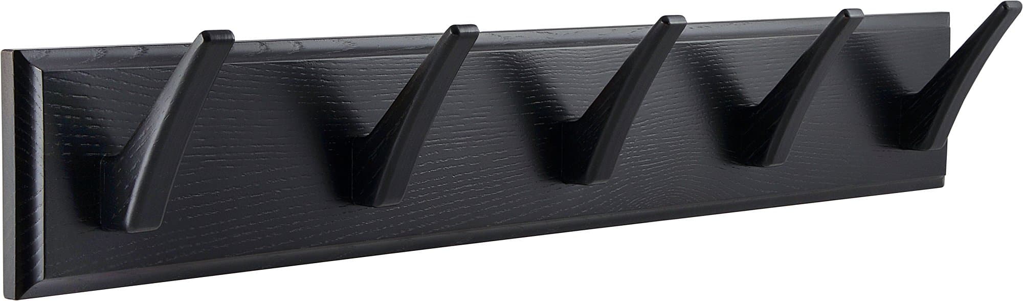 Wall Mounted Coat Rack - Wood Hook Rack for Coat Clothes Hats and Towels - Wooden Peg Rack for Use in Bedrooms Bathrooms and Hallways - Peg Coat Hook Rack for Wall or Door Mounting - Matt Black