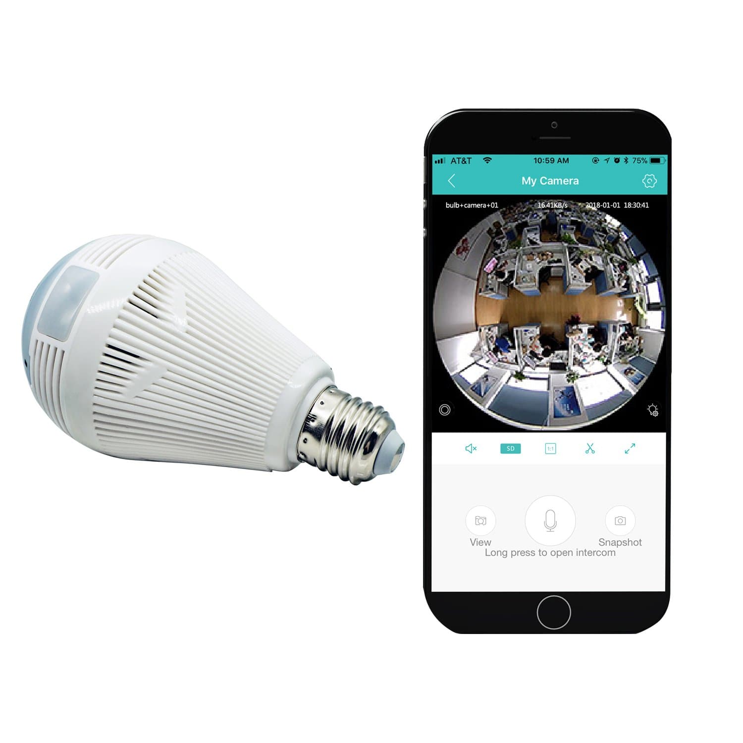 Taber Wireless Camera 1080P HD 360° Panoramic Security Fisheye Network IP Camera