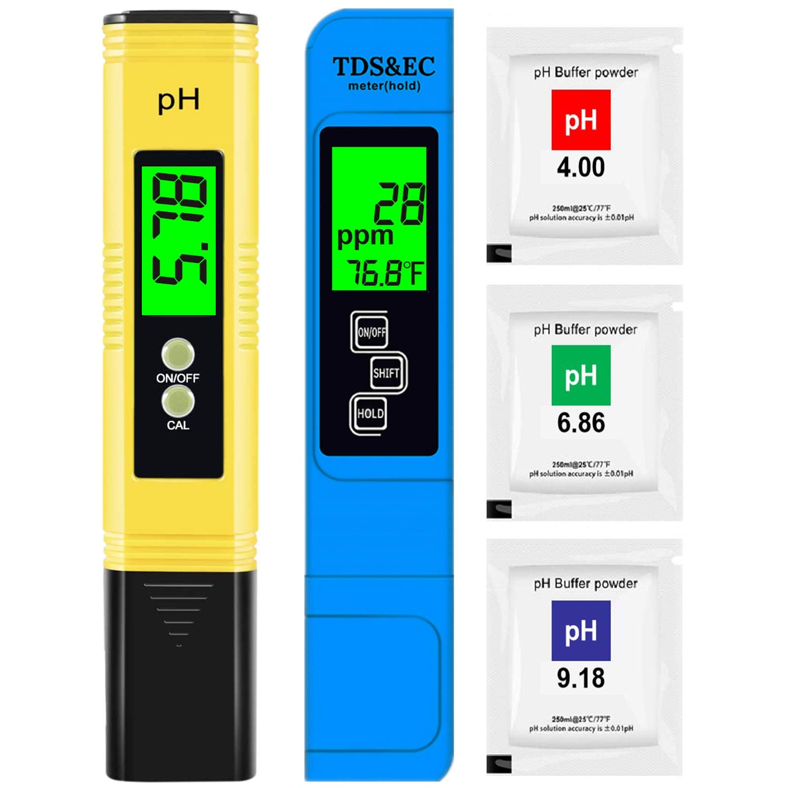Hofun PH Meter & TDS Meter Combo, Upgraded Backlight PH TDS EC & Temperature 4-in-1 Water Quality Tester, High Accuracy Digital Water Tester for Household Drinking, Pool and Aquarium