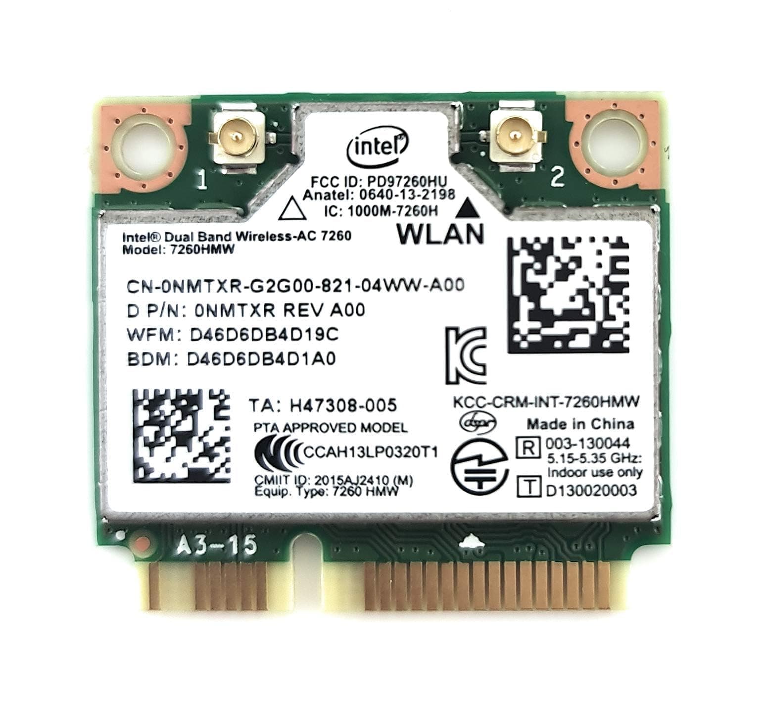 Intel 7260.HMW Dual Band Wireless-AC 7260 Network adapter PCI Express Half Mini Card 802.11 b/a/g/n/ac