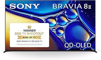 BRAVIA 8 II 65 Inch TV, QD OLED, 4K Smart Google TV, XR Processor with AI Technology, Ultra Slim Design, 120hz Television, Dolby Vision/Atmos, Exclusive Features for PS5, K-65XR80M2, 2025 Model