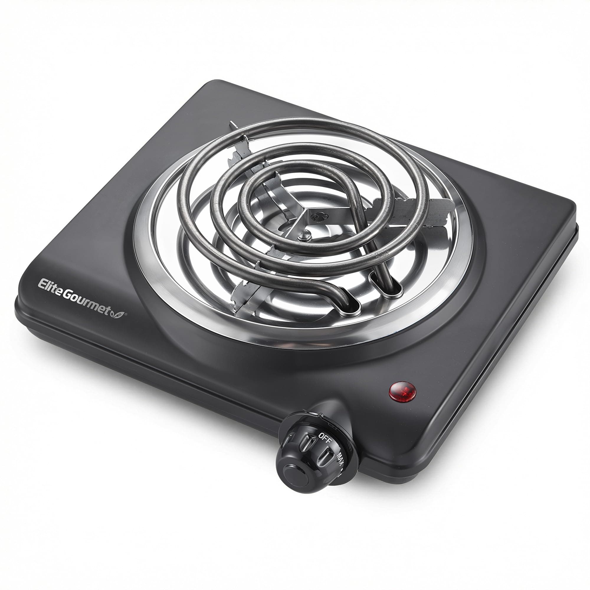 ESB100B Countertop Single Coiled Burner Electric Hot Plate, Temperature Control, Indicator Light, Easy to Clean, Black