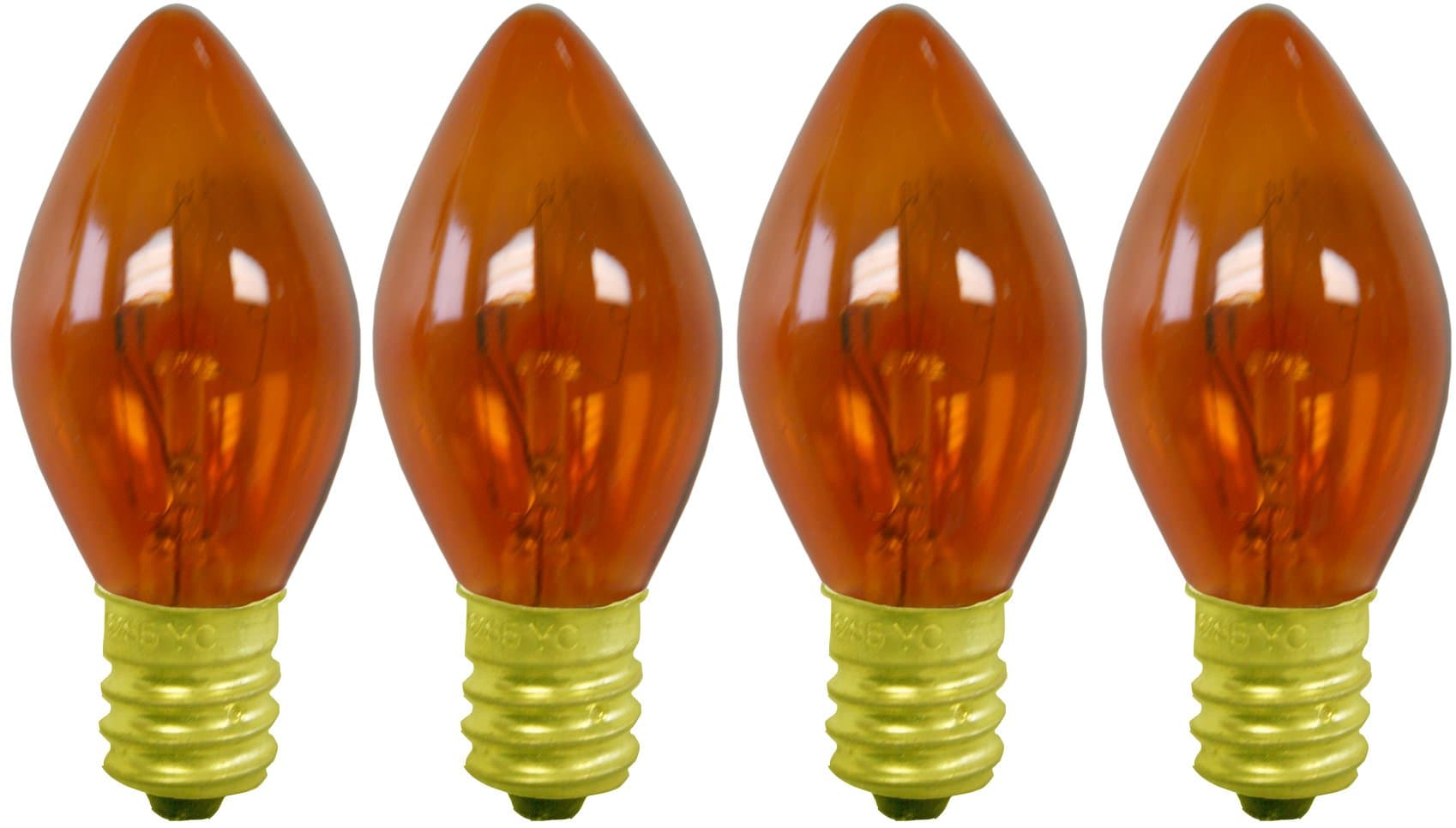 Hxeredue Light Replacement Bulbs C-7 Amber Colored Transparent Christmas [C7T-A]