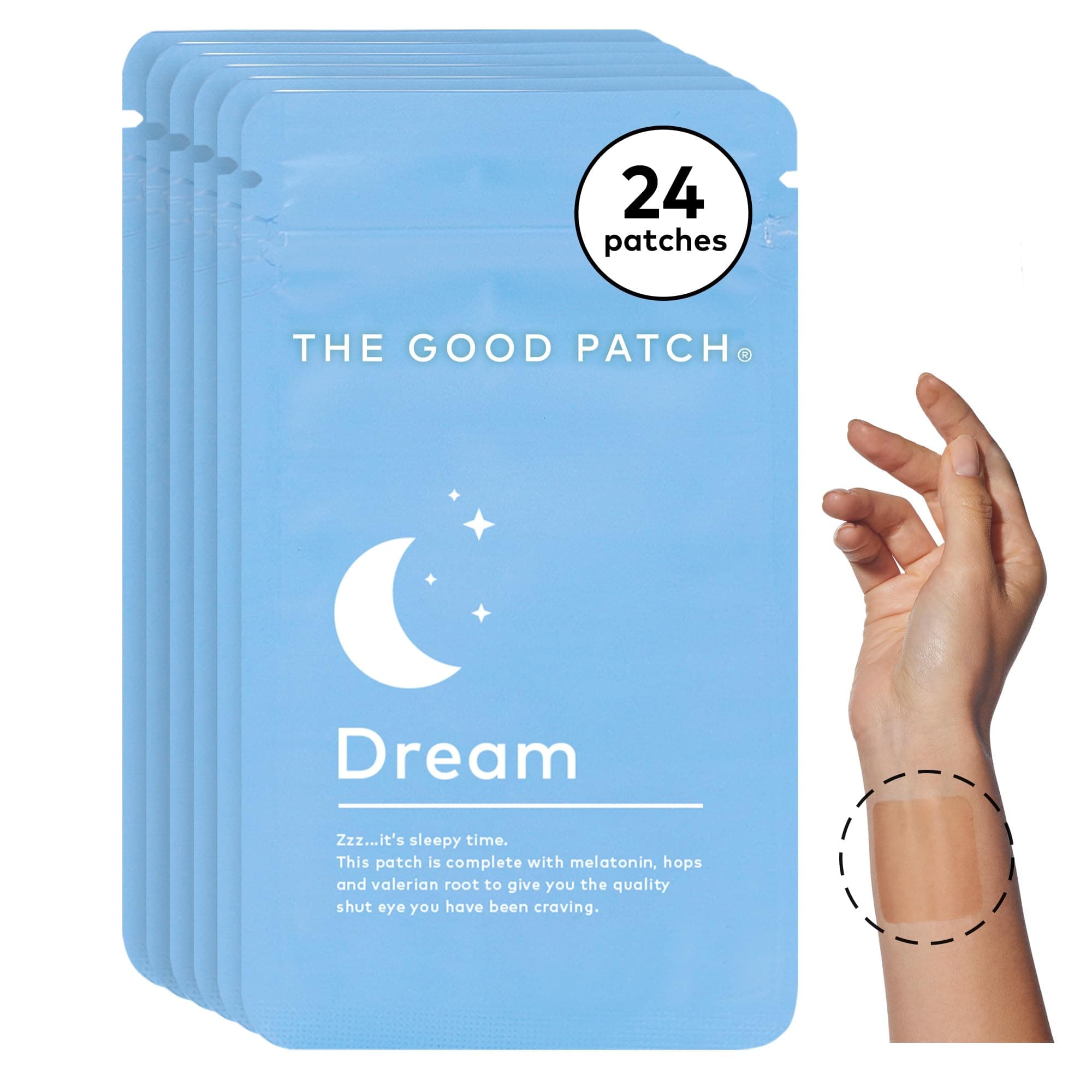 The Good Patch Plant Powered Sleep Support - Sustained Release Dream Patch with Melatonin, Hops, Valerian Root (24 Total Patches)