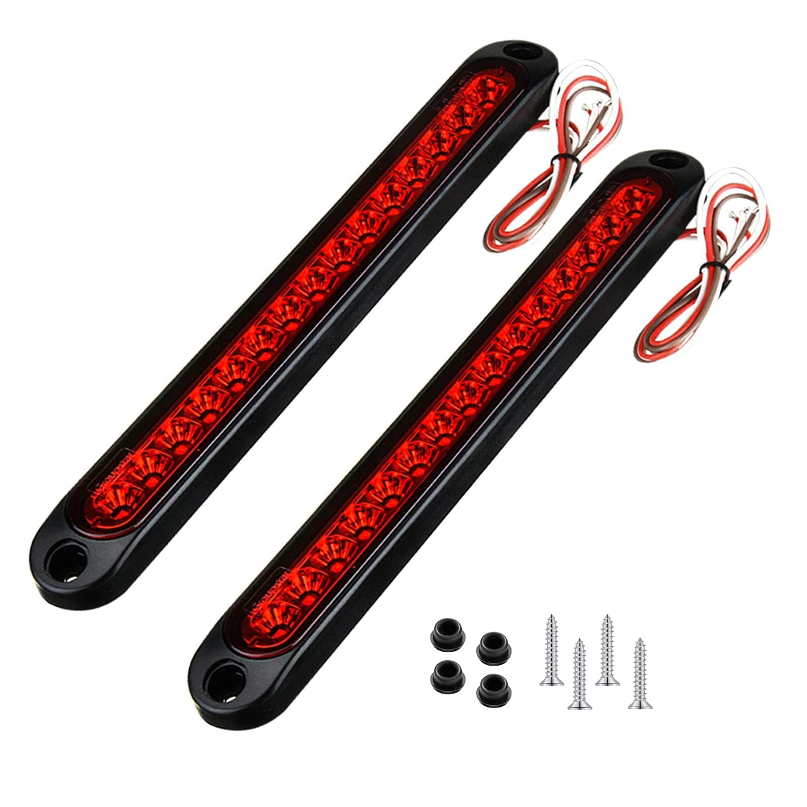 15 LED Trailer Brake Tail Light, LED Bar Stop Turn Tail Lights Waterproof Assembly Brake Strip Red Light for Marine Boats Golf Cart Offroad Truck RV UTV ATV, Waterproof Stop Tail Light Lamp 2pcs