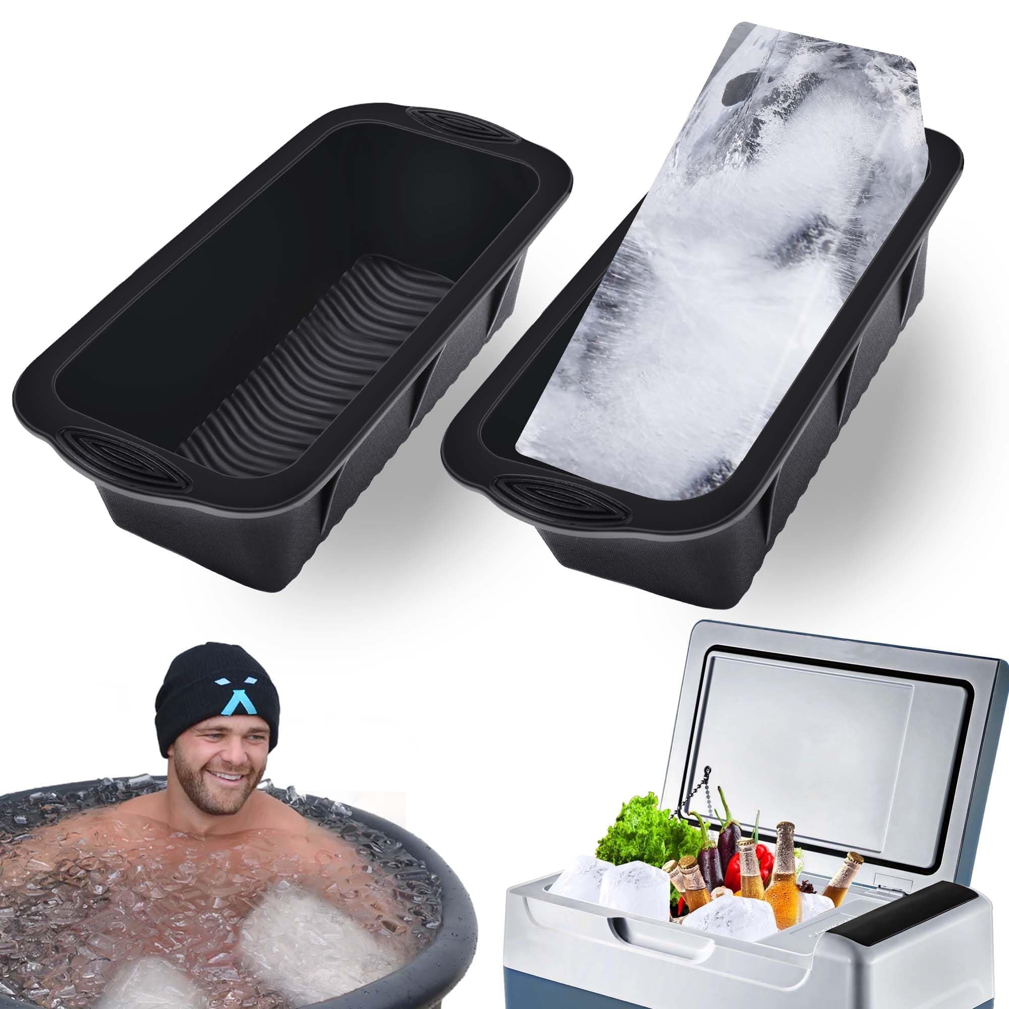 NALACAL Silicone Ice Molds for Ice Baths, Extra Large 4.7lb, Coolers, Reusable Big Ice Cube Trays, Thickened Silicone Material, Save Time and Money, Bigger & Longer Lasting Ice (2 Pack) (Black)