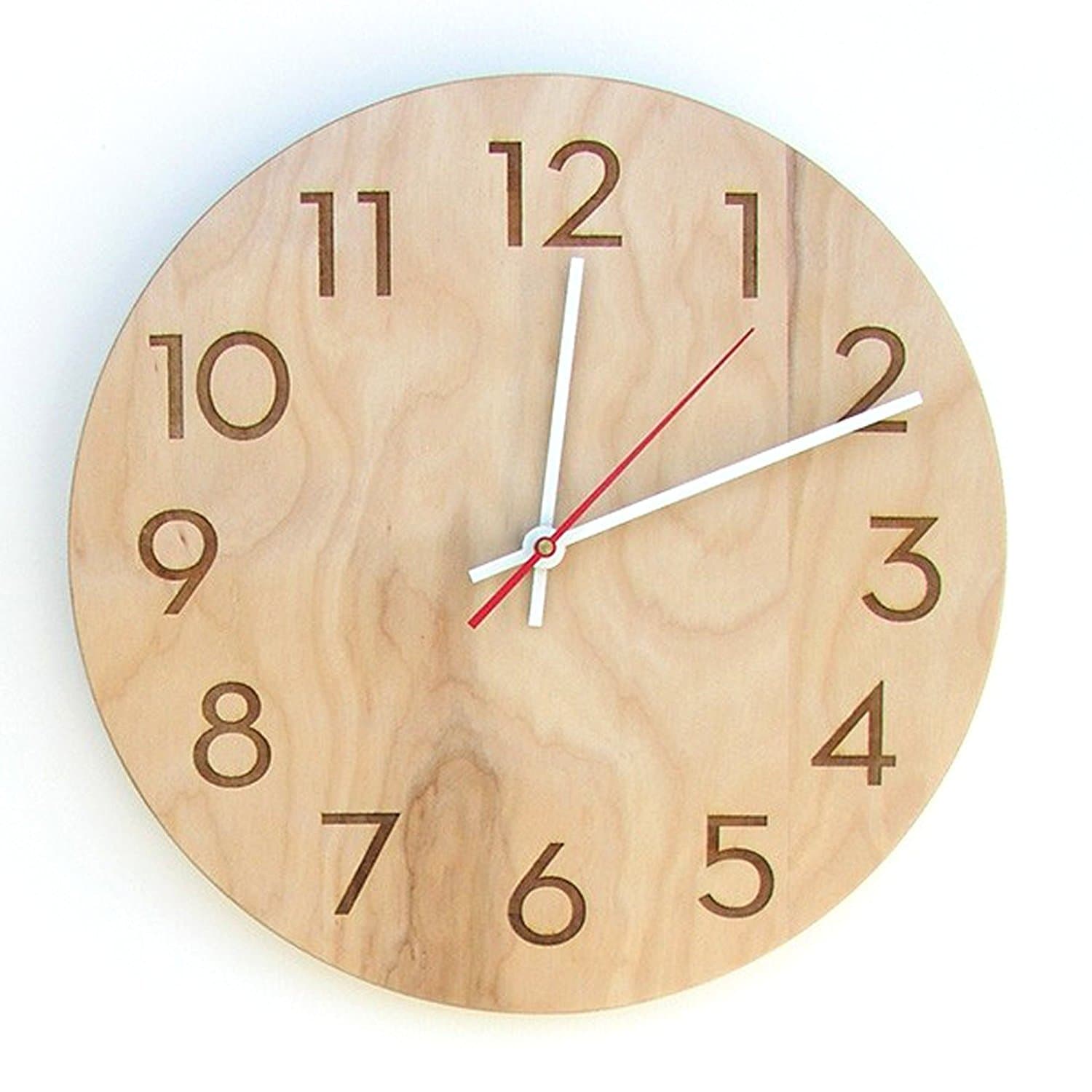 Uncommon Handmade Modern Wall Clock, Natural Birch